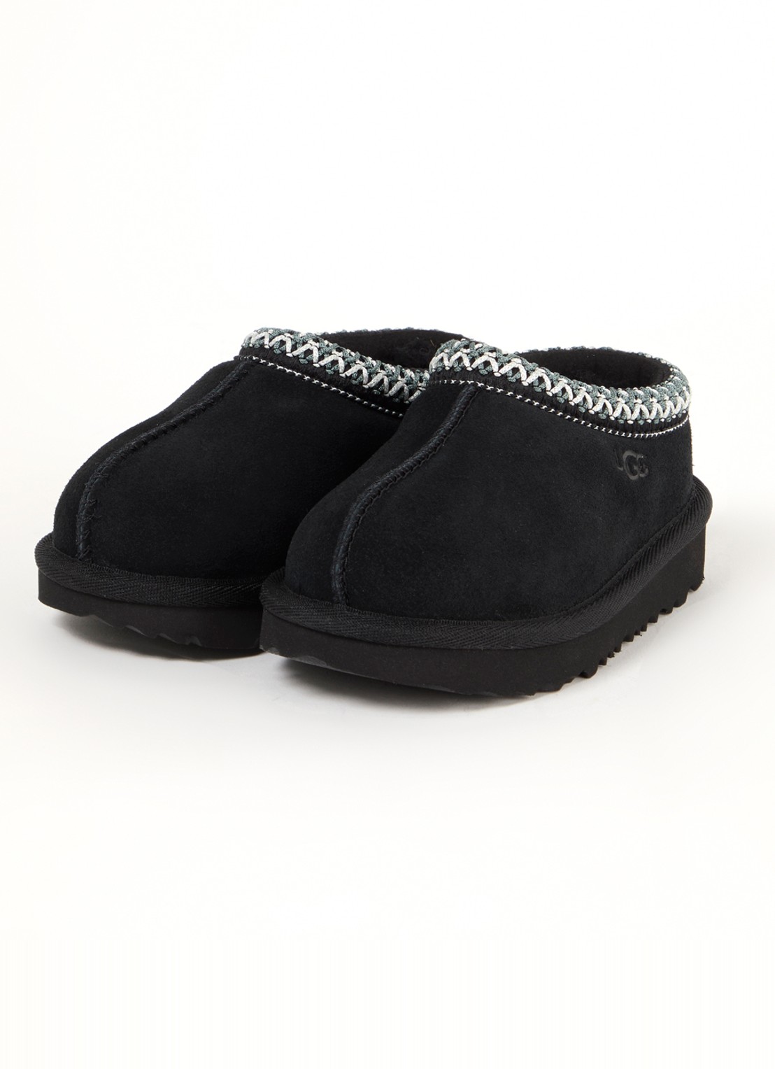 UGG Tasman instapper van suède met schapenwol - voorkant 6 zwart