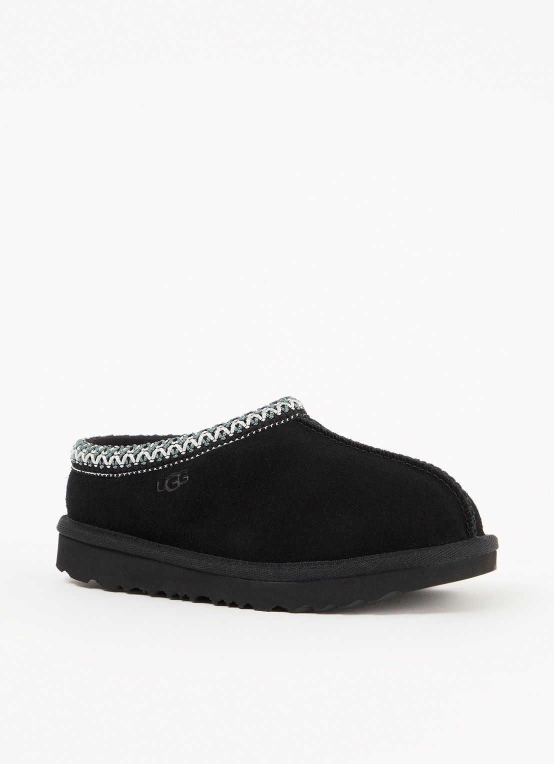 UGG Tasman instapper van suède met schapenwol - voorkant 7 zwart