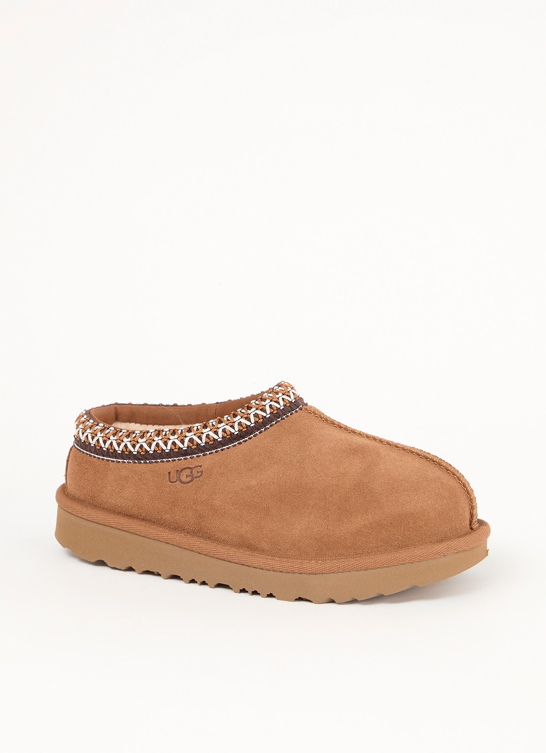 UGG Tasman instapper van suède met schapenwol - voorkant 7 camel