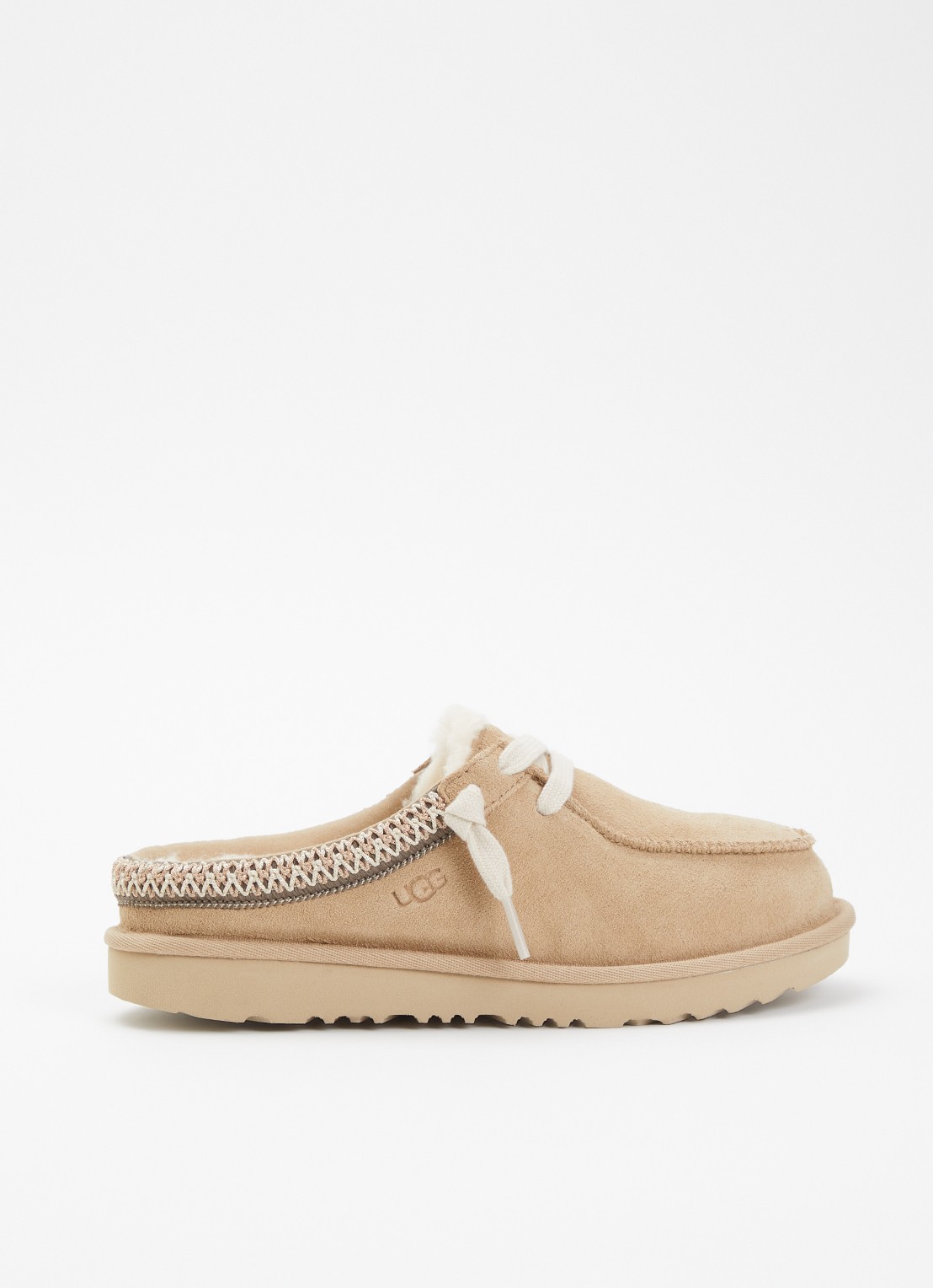 UGG Tasman instapper van suède - voorkant beige