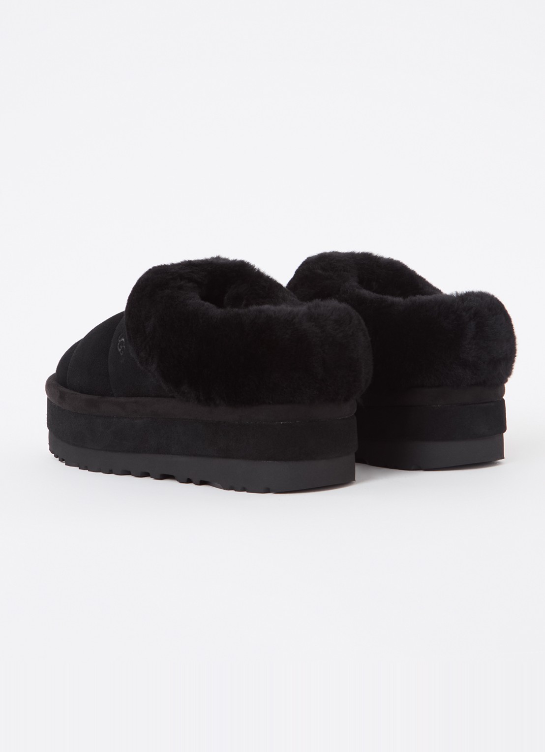 UGG Tazzlita instapper van suède met schapenvacht - achterkant 6 zwart