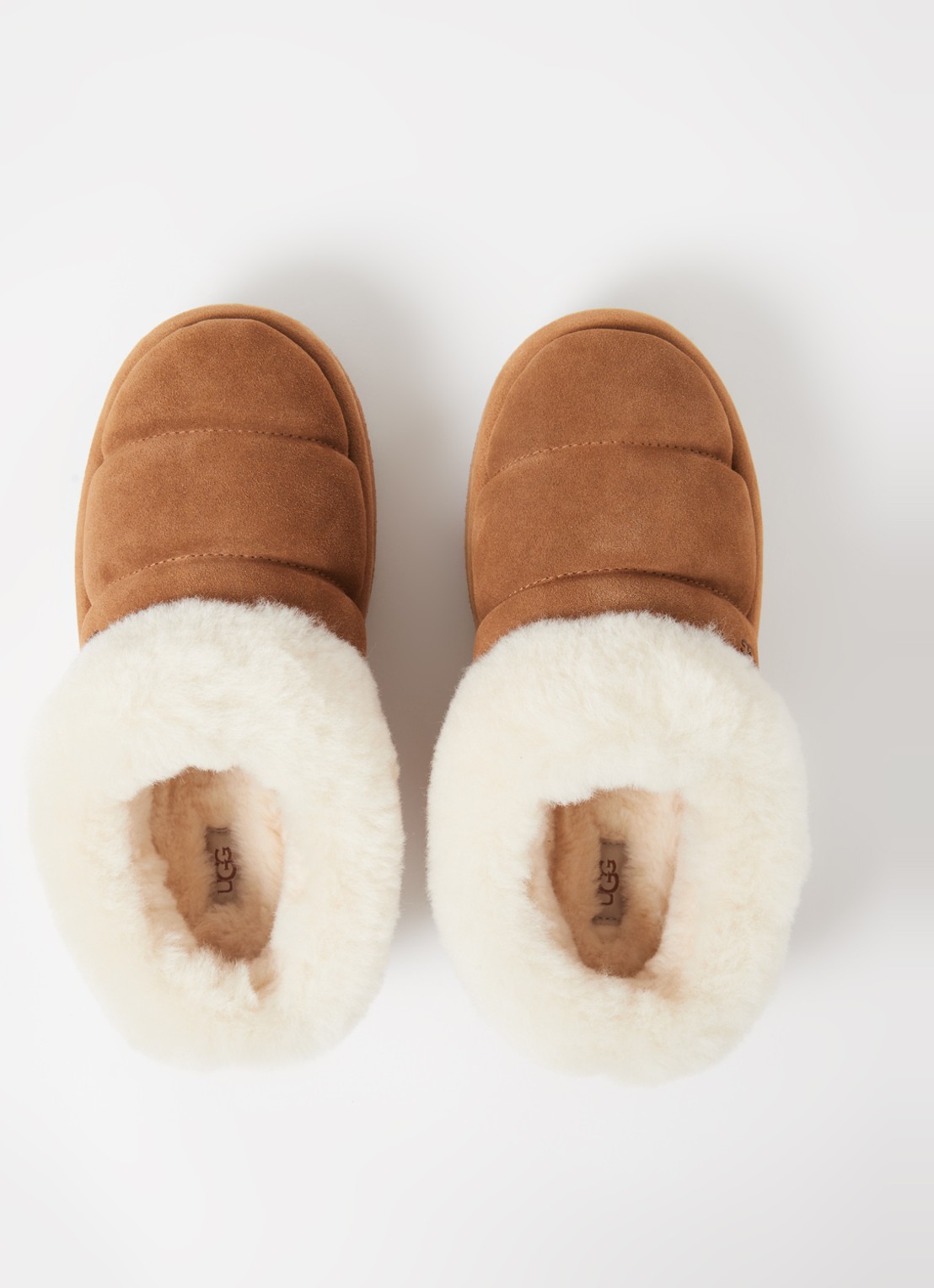 UGG Tazzlita instapper van suède met schapenvacht - detail 3 camel