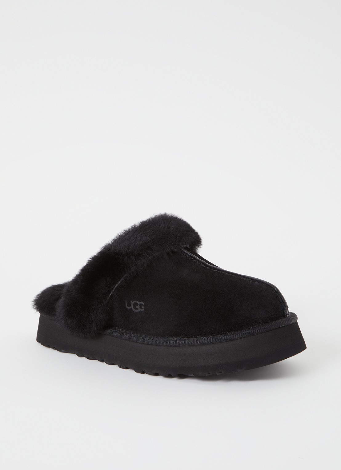 UGG W Disquette pantoffel van suède met schapenwol - voorkant zwart
