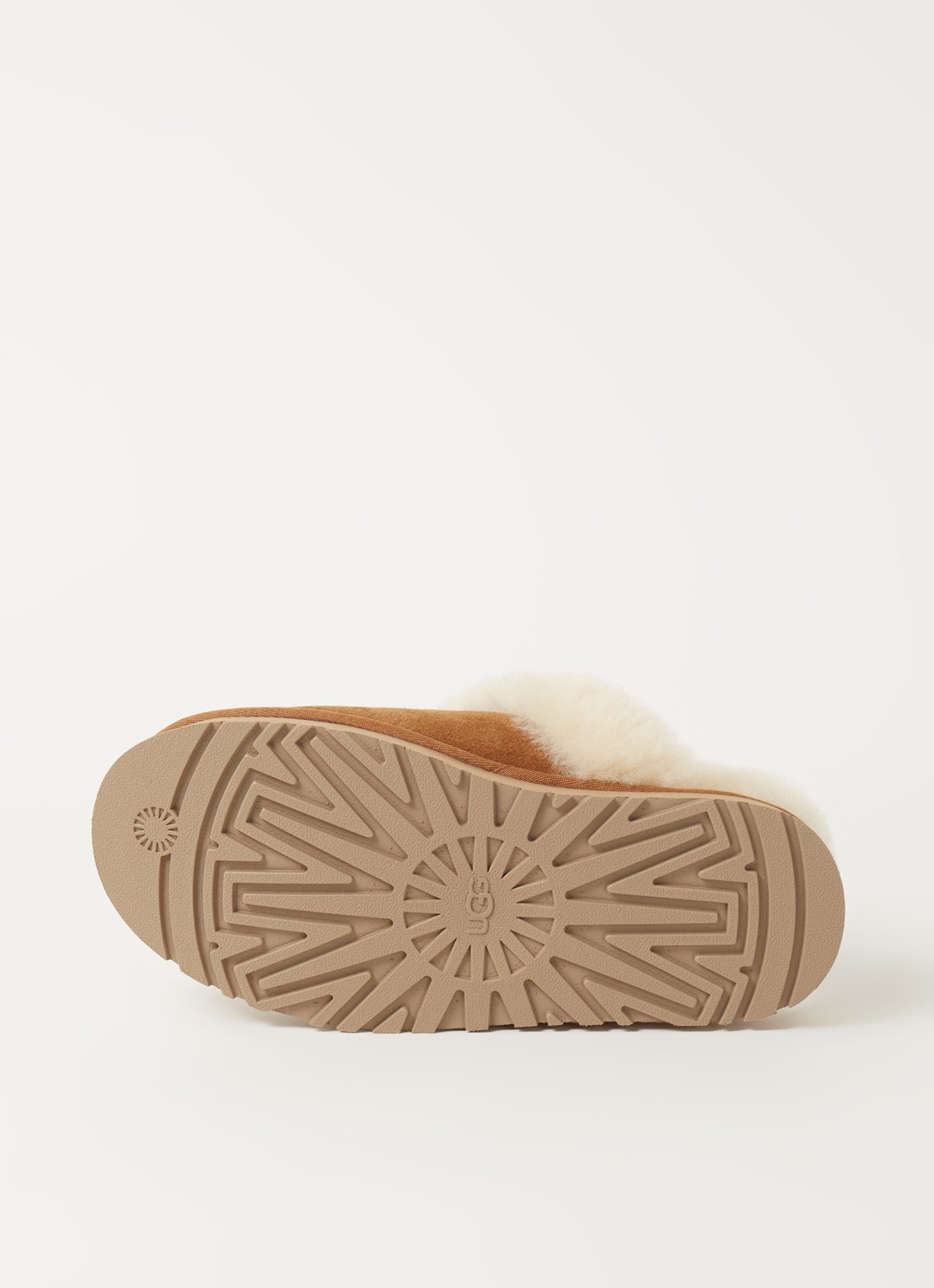 UGG W Disquette pantoffel van suède met schapenwol - detail 3 lichtbruin