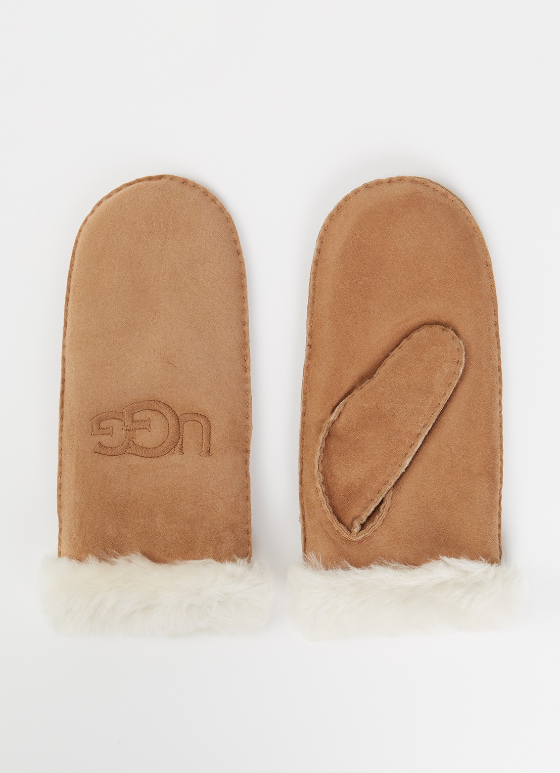 UGG Wanten van suède met schapenvacht  - voorkant camel