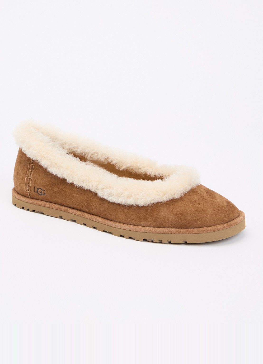 UGG Zora ballerina van suède - voorkant camel