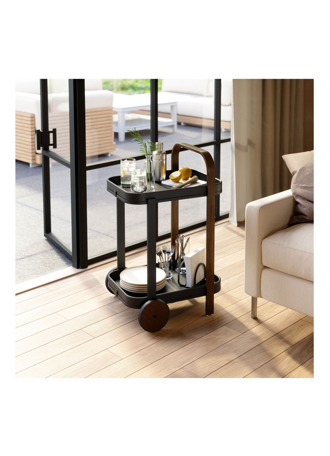 Umbra Bellwood serveertrolley 80 cm - achterkant zwart