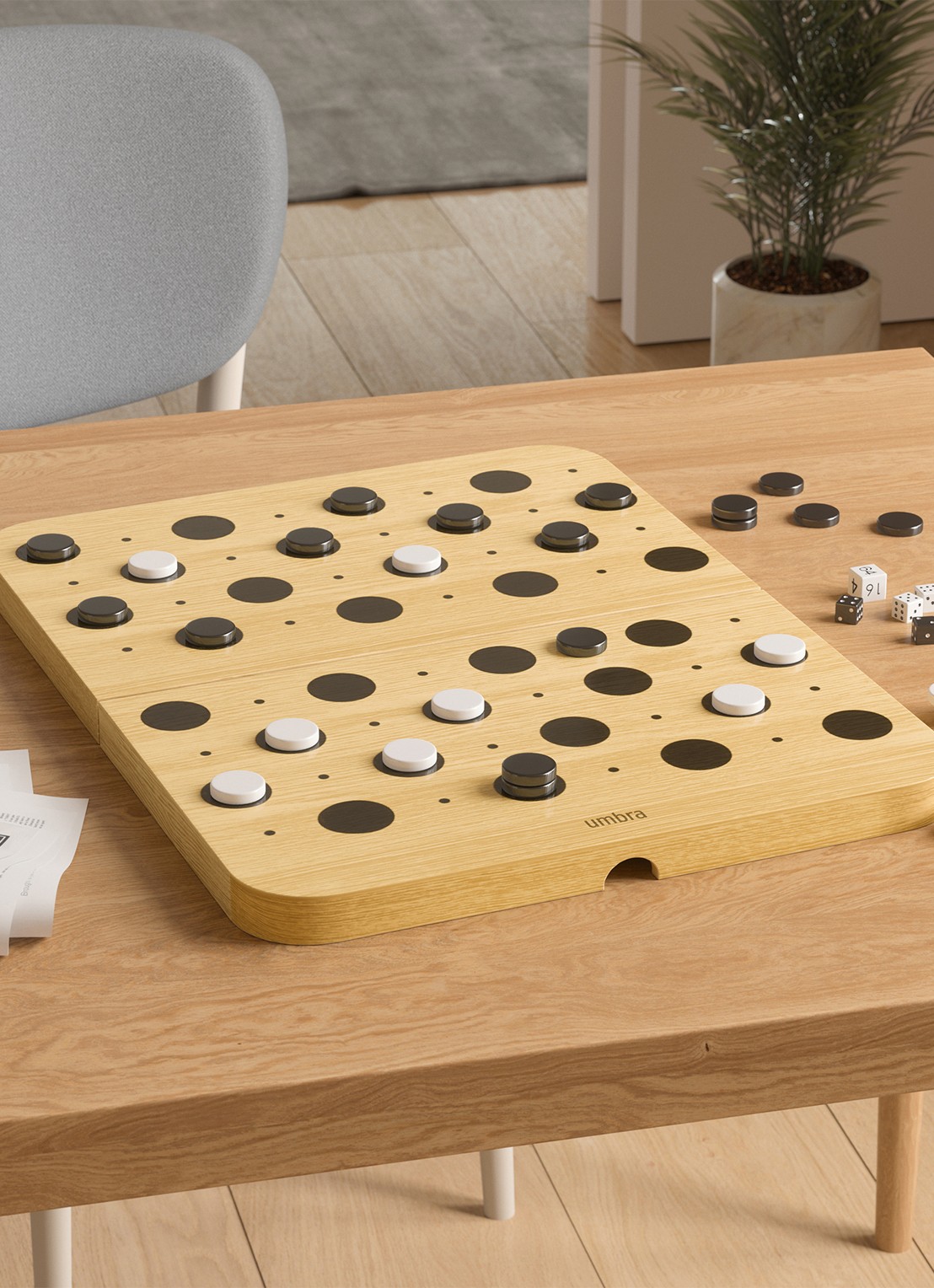 Umbra Blitz backgammon spel - detail 2 bruin