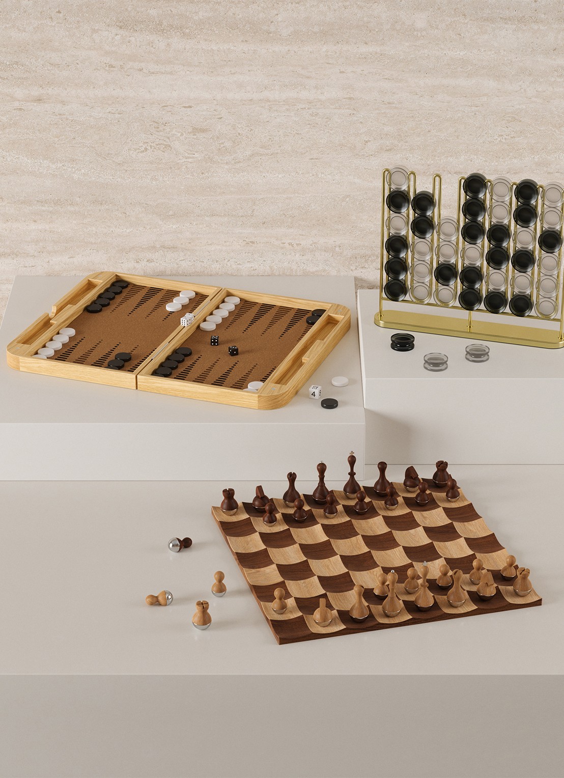 Umbra Blitz backgammon spel - detail 4 bruin