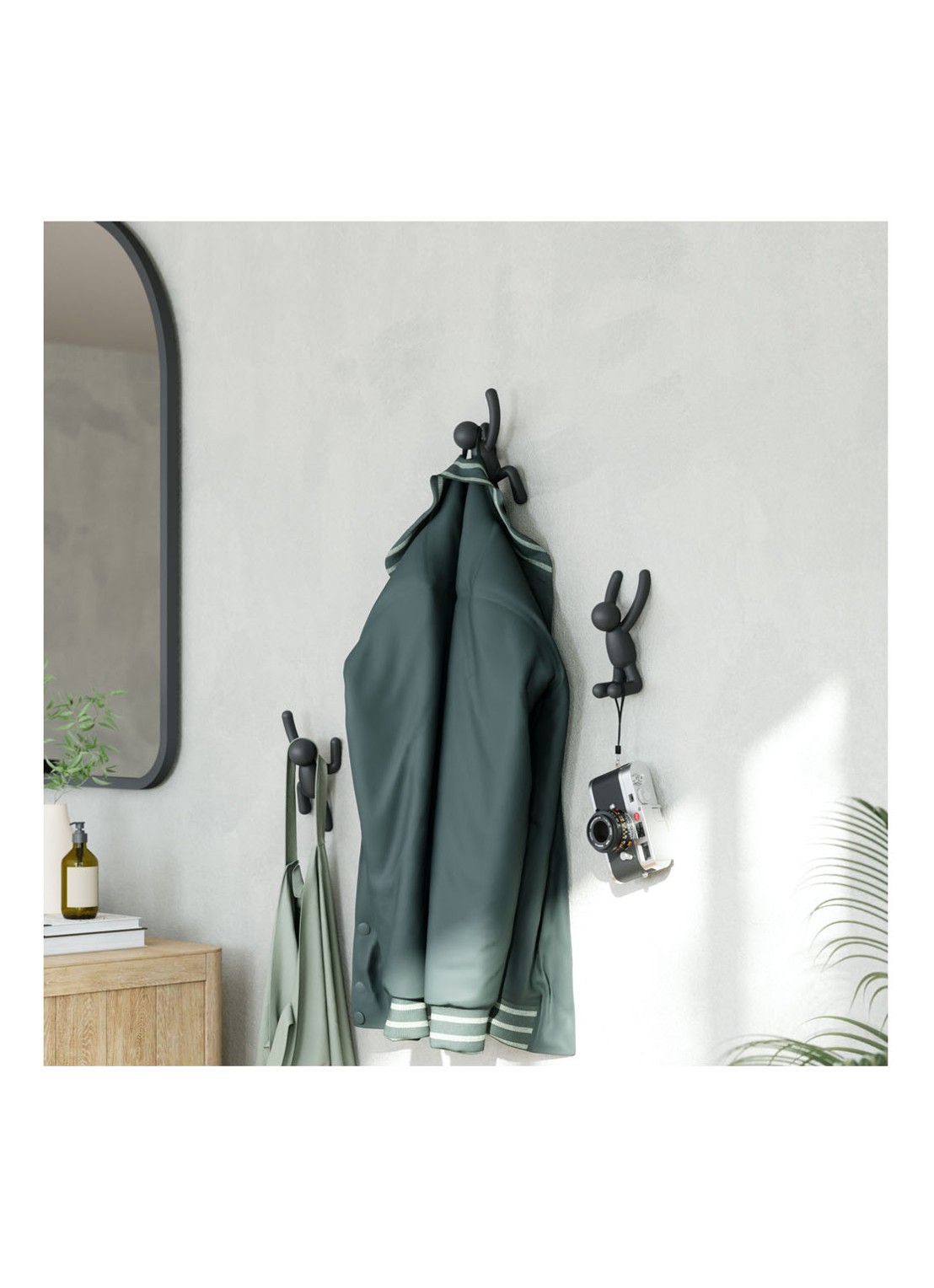 Umbra Buddy haken set van 3 - achterkant 3 zwart