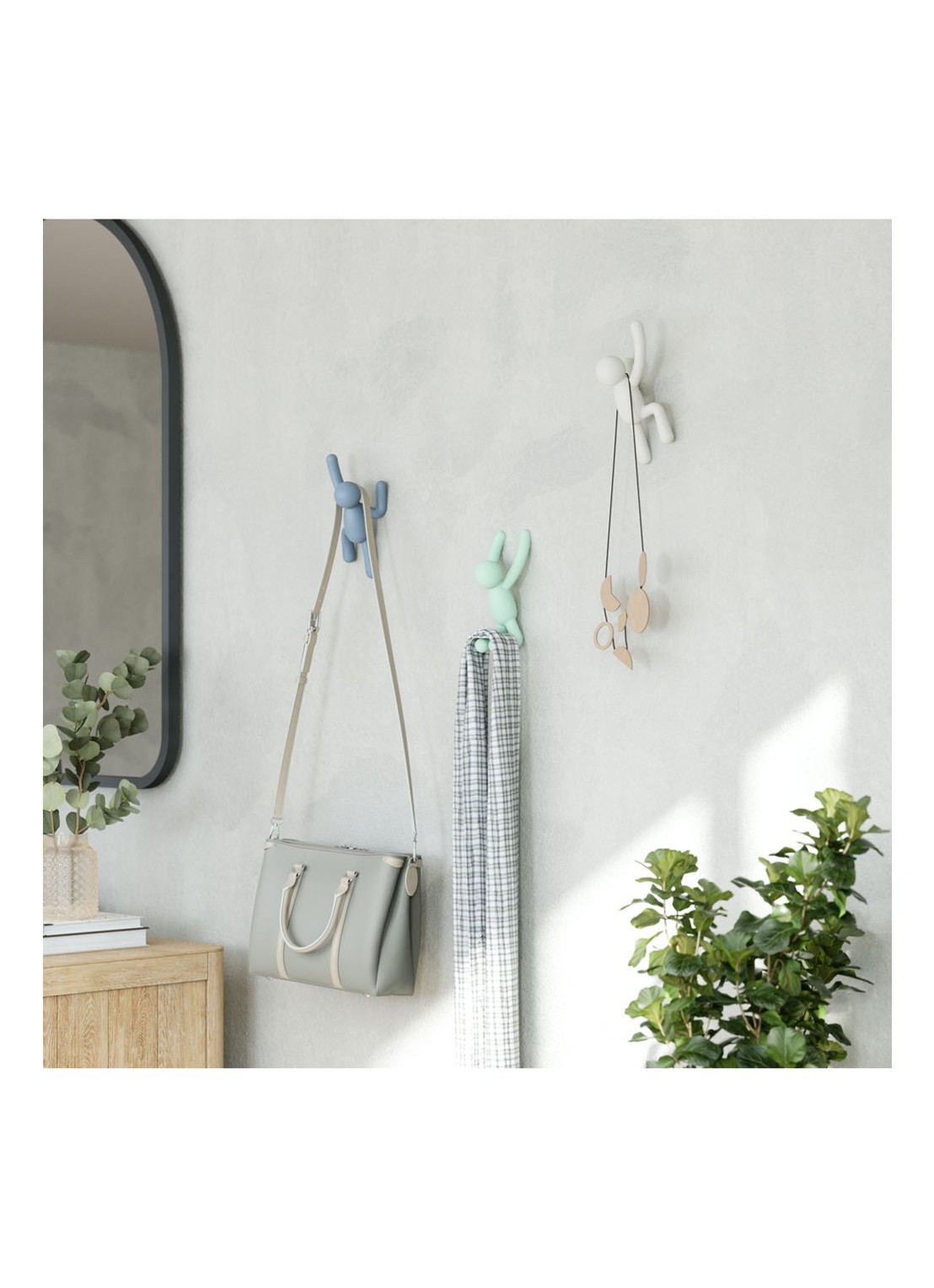 Umbra Buddy haken set van 3 - achterkant mint