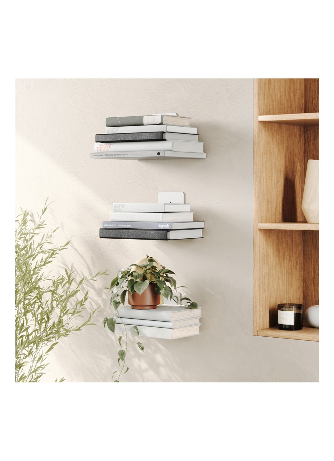 Umbra Conceal wandelement set van 3 - voorkant 3 zilver