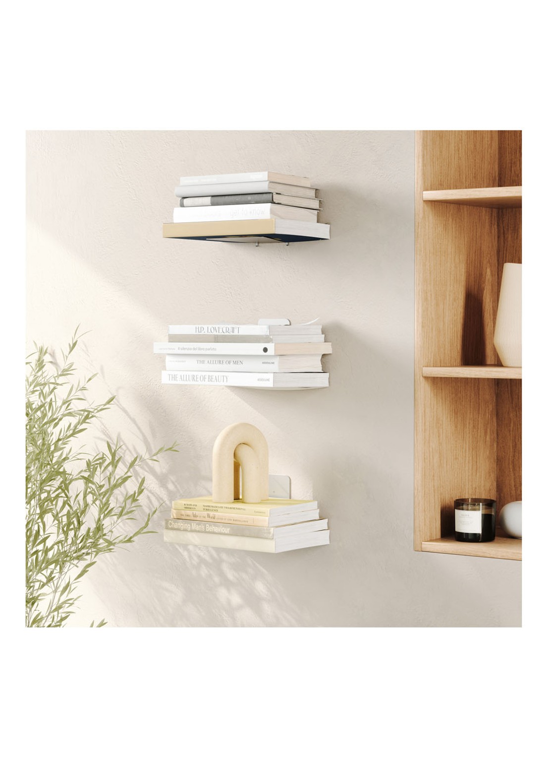 Umbra Conceal zwevende boekenplank in 3-pack - achterkant zilver