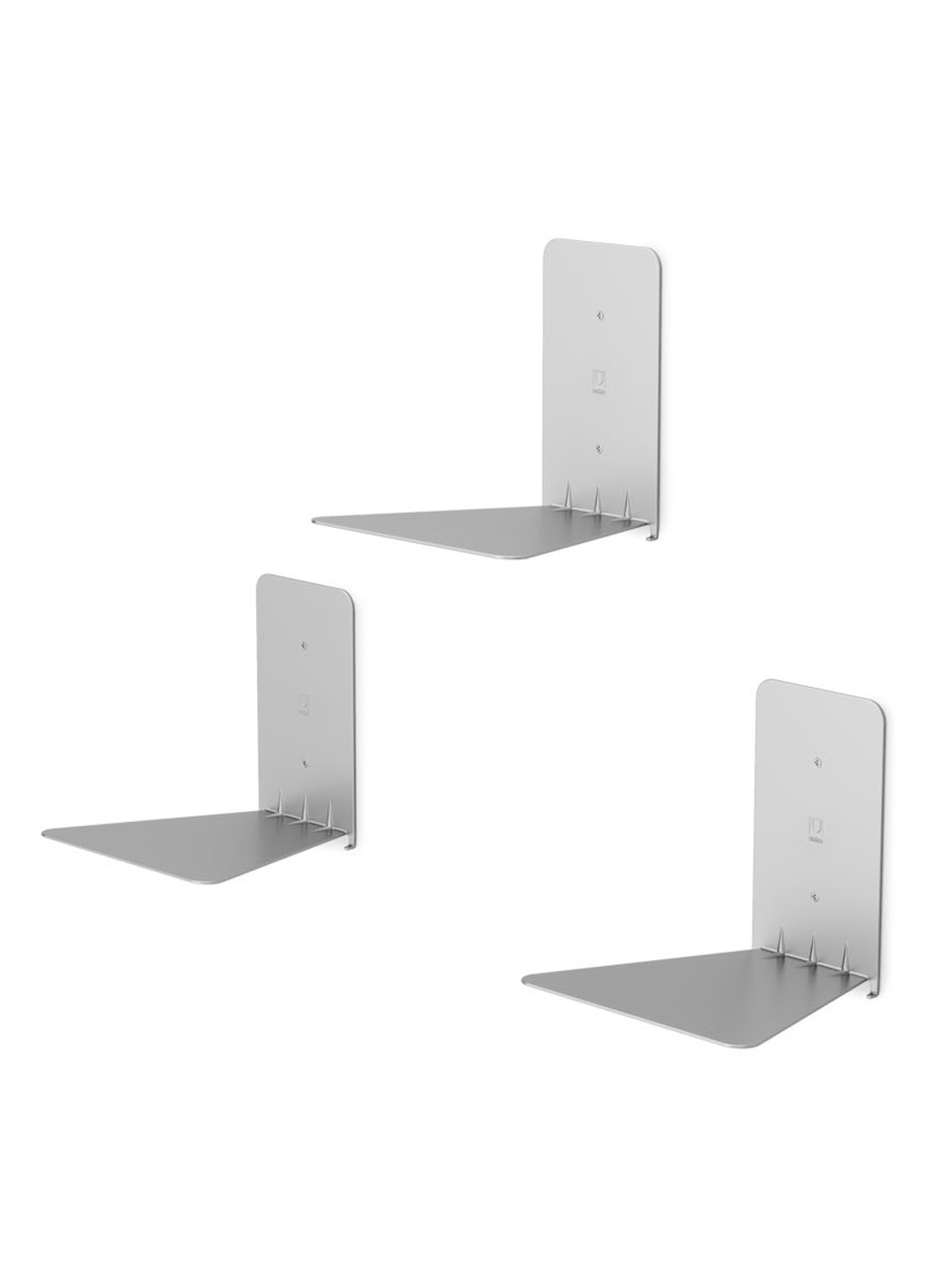 Umbra Conceal zwevende boekenplank in 3-pack - voorkant 2 zilver
