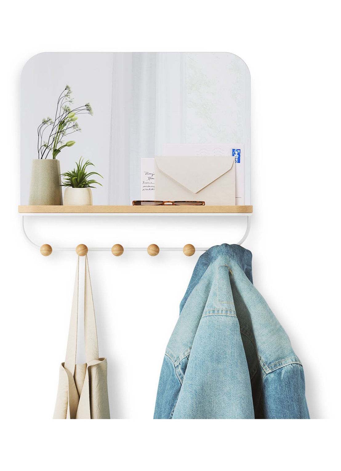 Umbra Estique wandspiegel met haken - detail 8 wit