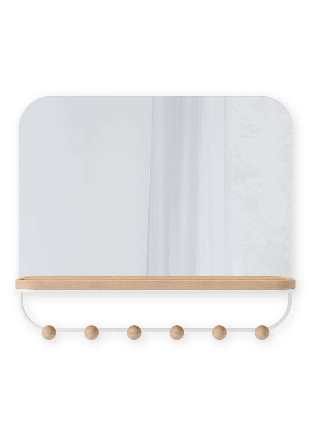 Umbra Estique wandspiegel met haken - voorkant wit