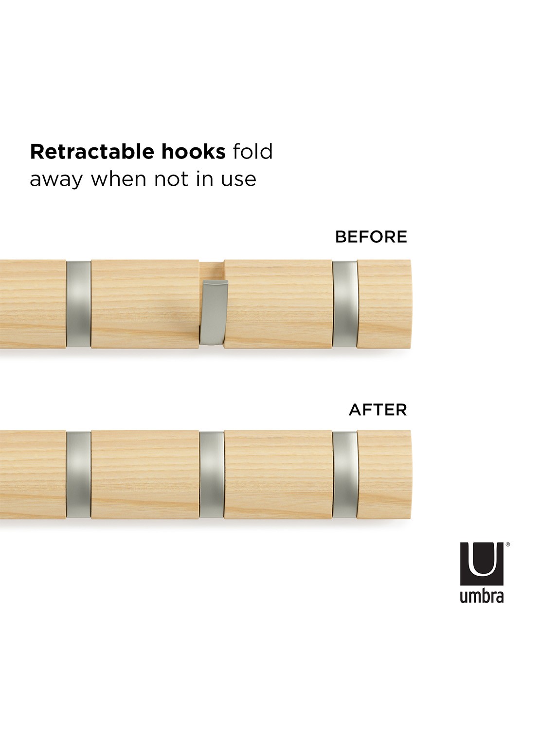 Umbra Flip 5 Hook kapstok  - detail 6 naturel