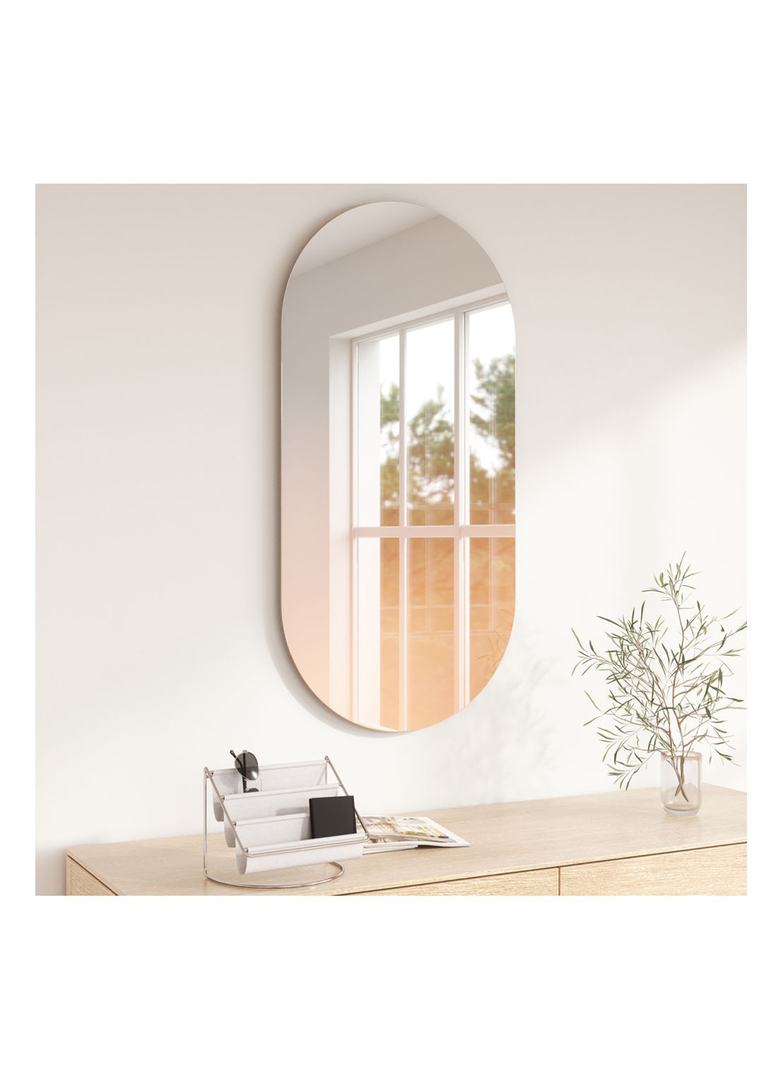 Umbra Misto wandspiegel 61 x 46 cm - voorkant 4 lichtoranje