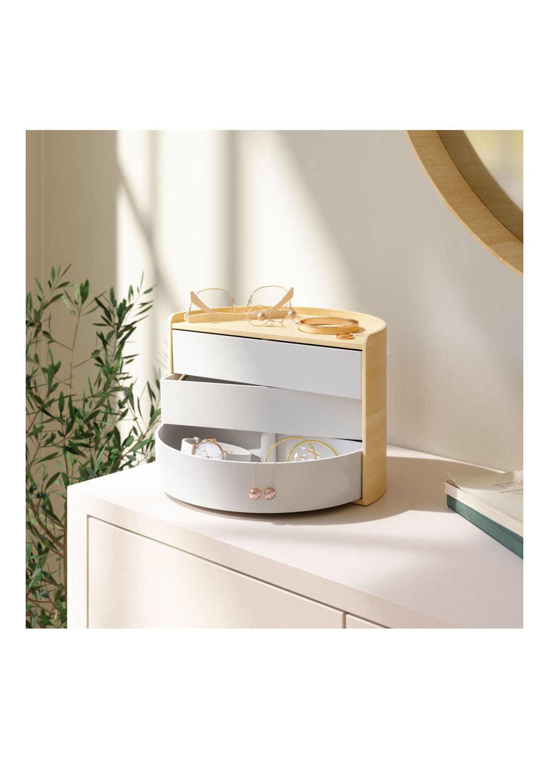 Umbra Moona opbergbox 27,4 cm  - achterkant 2 lichtbruin