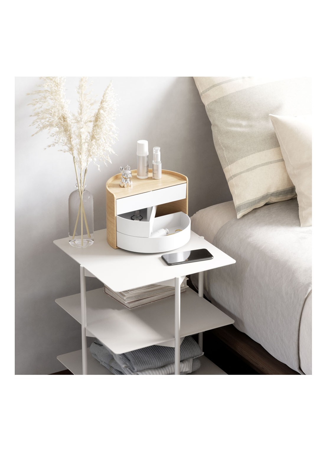 Umbra Moona opbergbox 27,4 cm  - voorkant 4 lichtbruin
