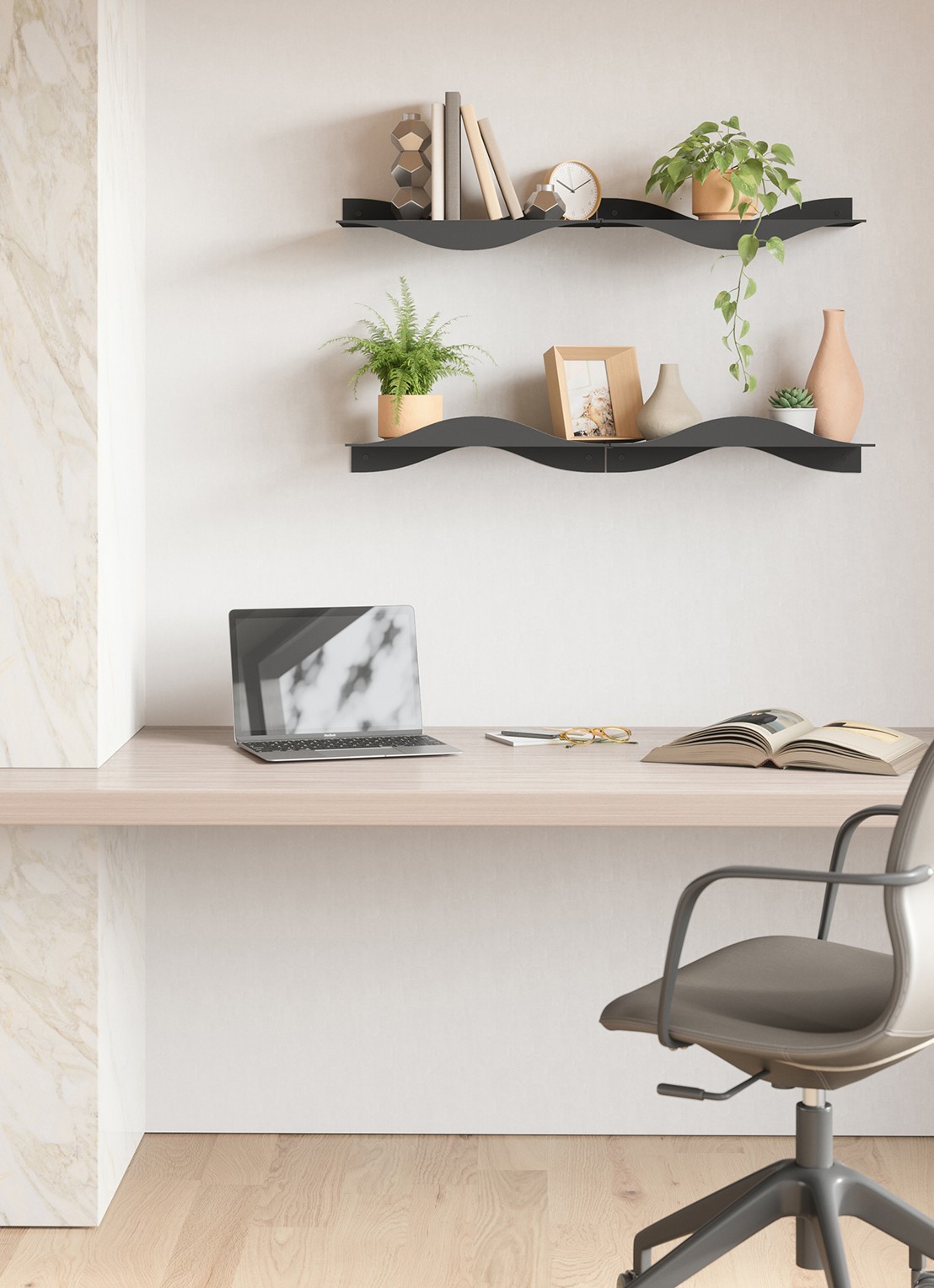 Umbra Surf wandplank set van 2 - achterkant 8 zwart