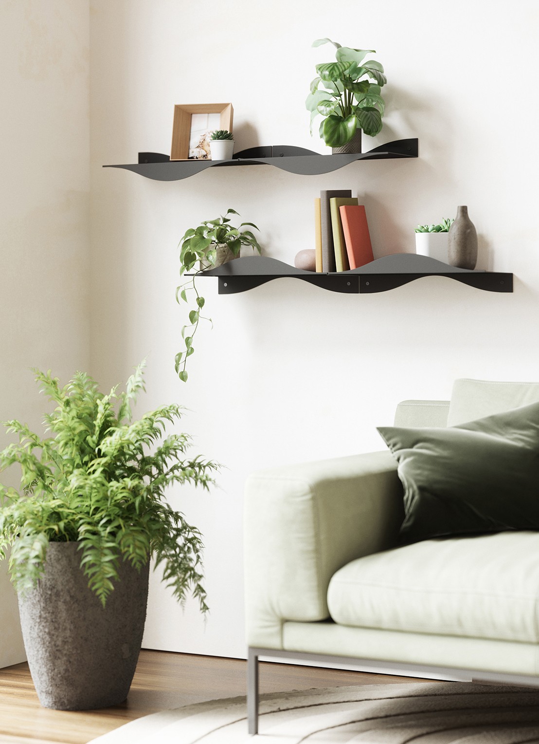 Umbra Surf wandplank set van 2 - voorkant 2 zwart