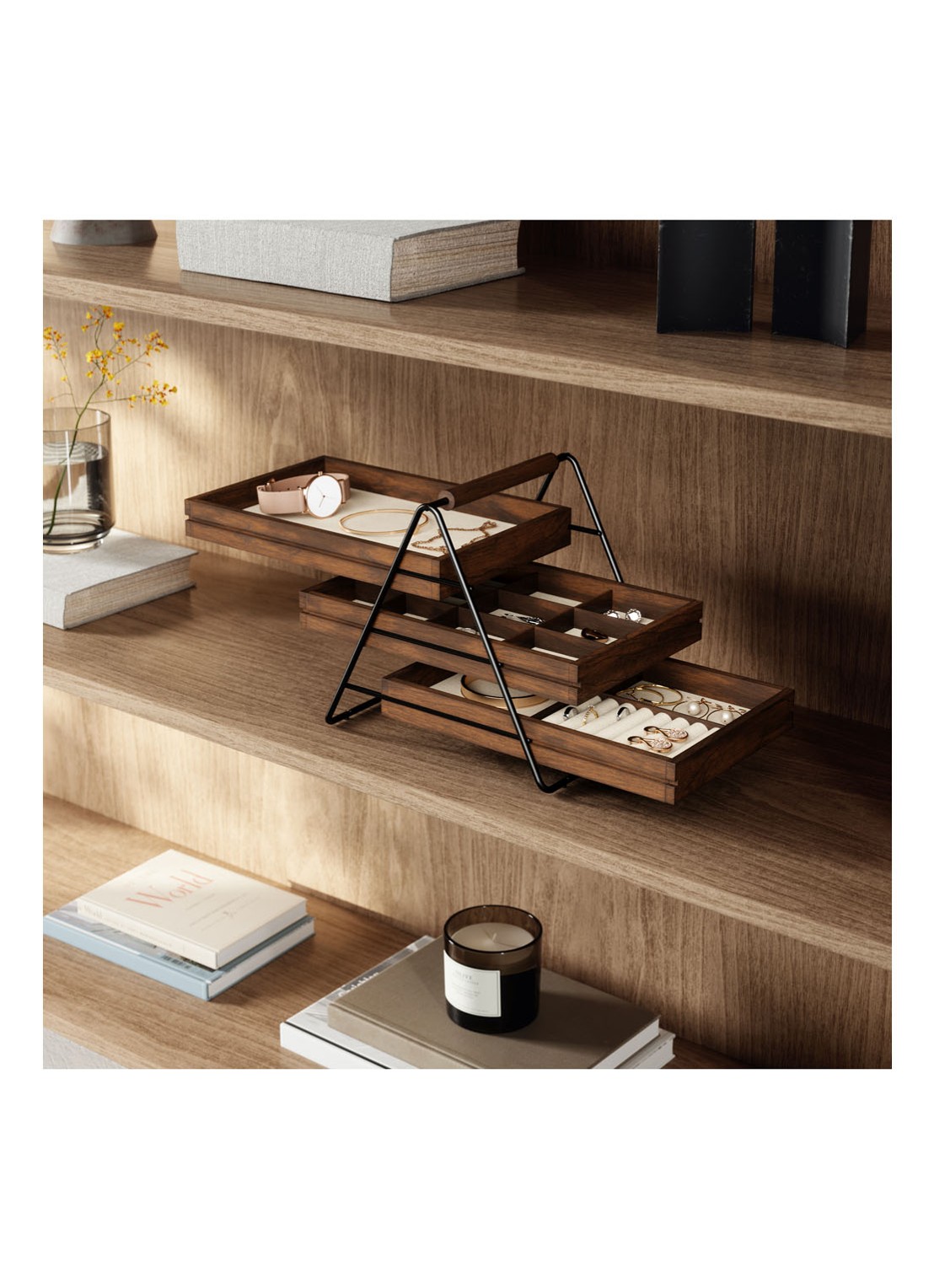 Umbra Terrace Jewelry Tray sieradenhouder 25,5 x 17,5 cm - voorkant 2 bruin