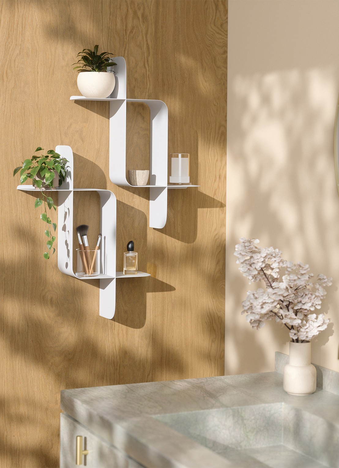 Umbra Wandplank 61 x 47 x 15 cm set van 2 - achterkant wit