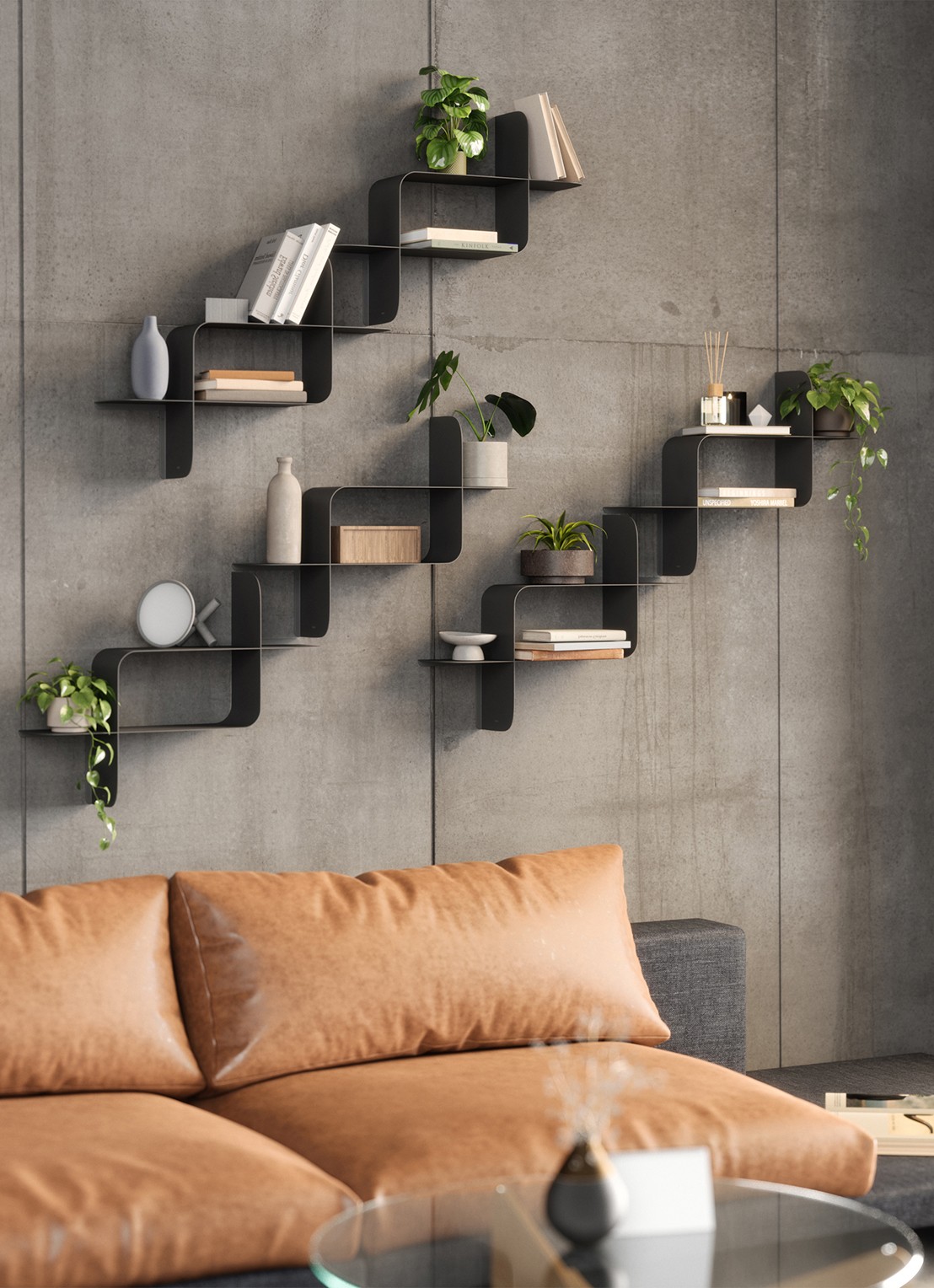 Umbra Wandplank 61 x 47 x 15 cm set van 2 - achterkant zwart