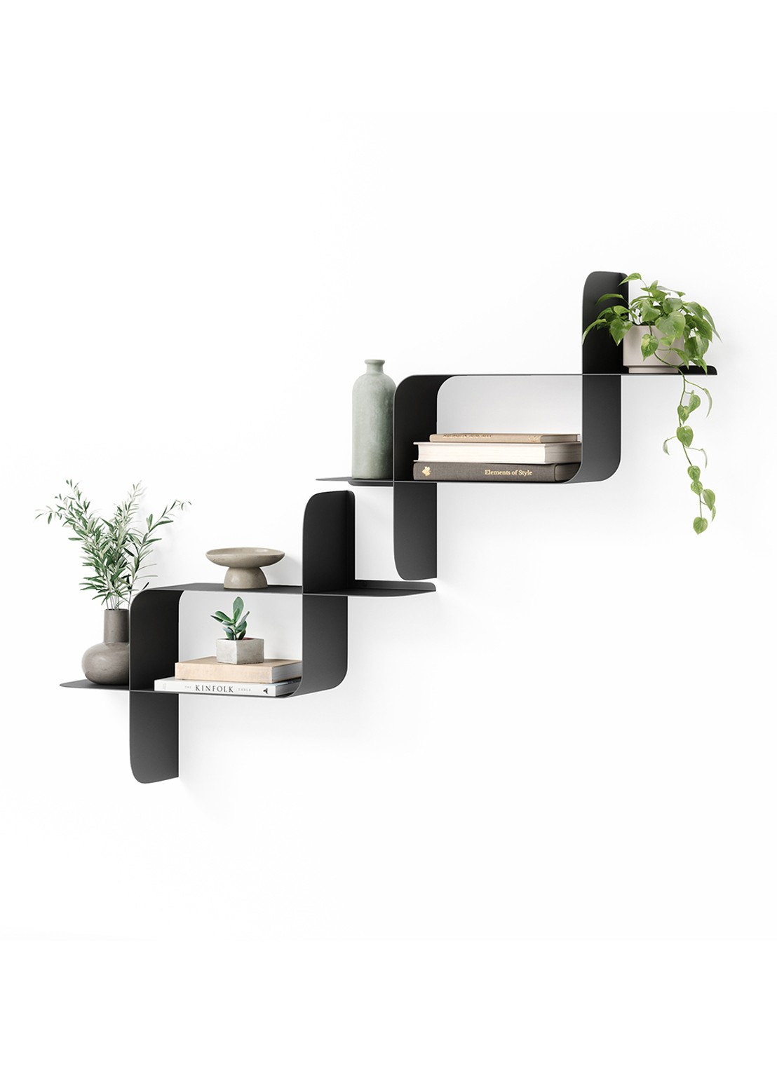 Umbra Wandplank 61 x 47 x 15 cm set van 2 - voorkant 3 zwart