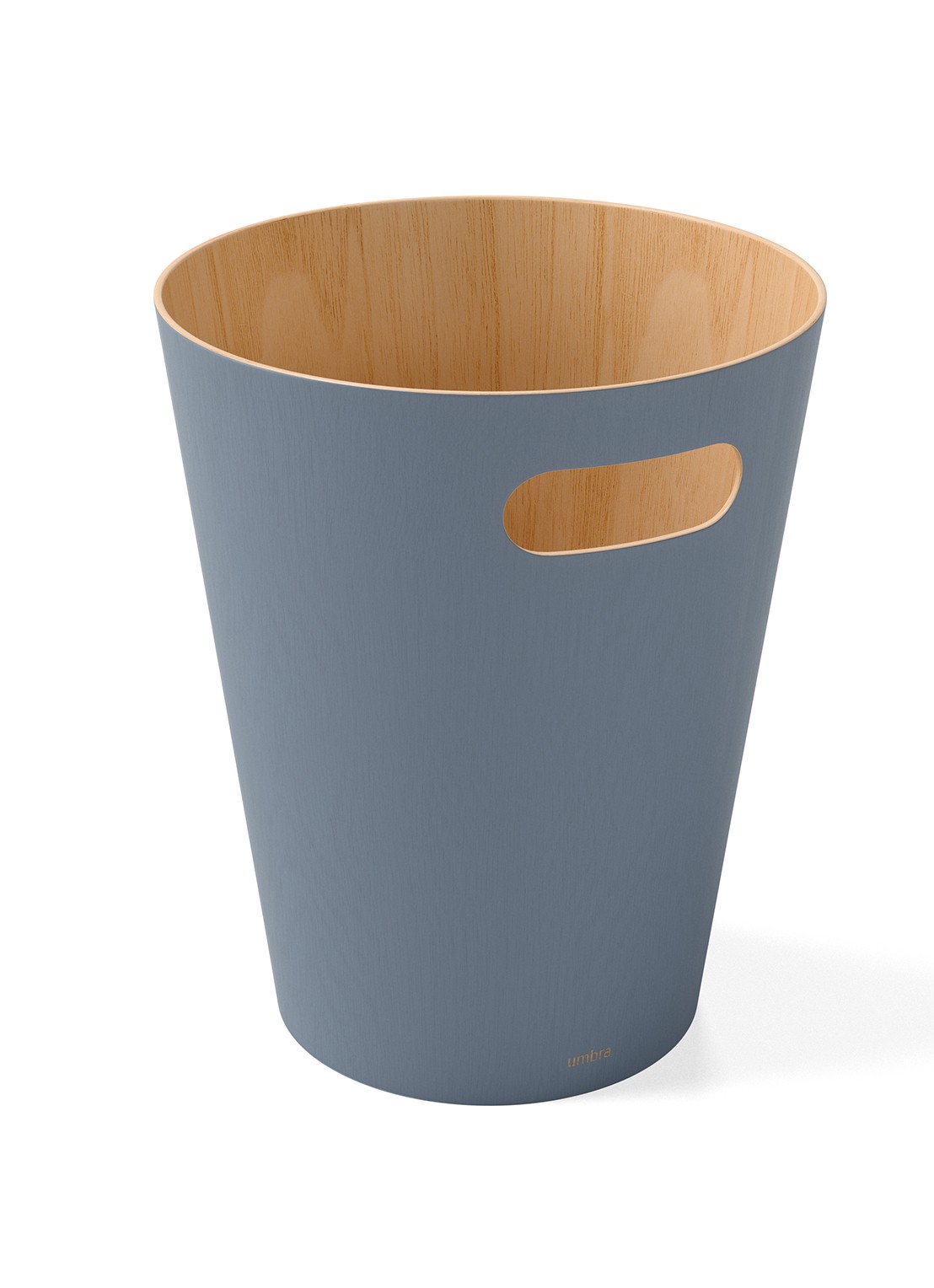 Umbra Woodrow prullenbak 7,5 liter - voorkant blauwgrijs