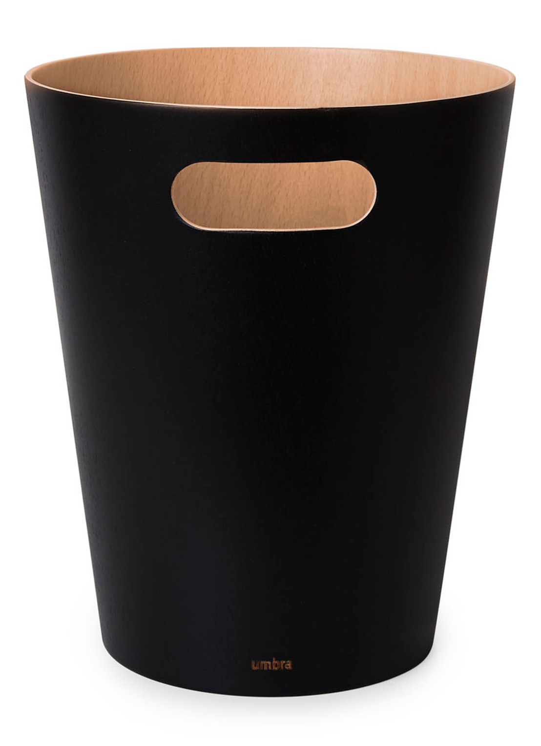 Umbra Woodrow prullenbak 7,5 liter - voorkant zwart
