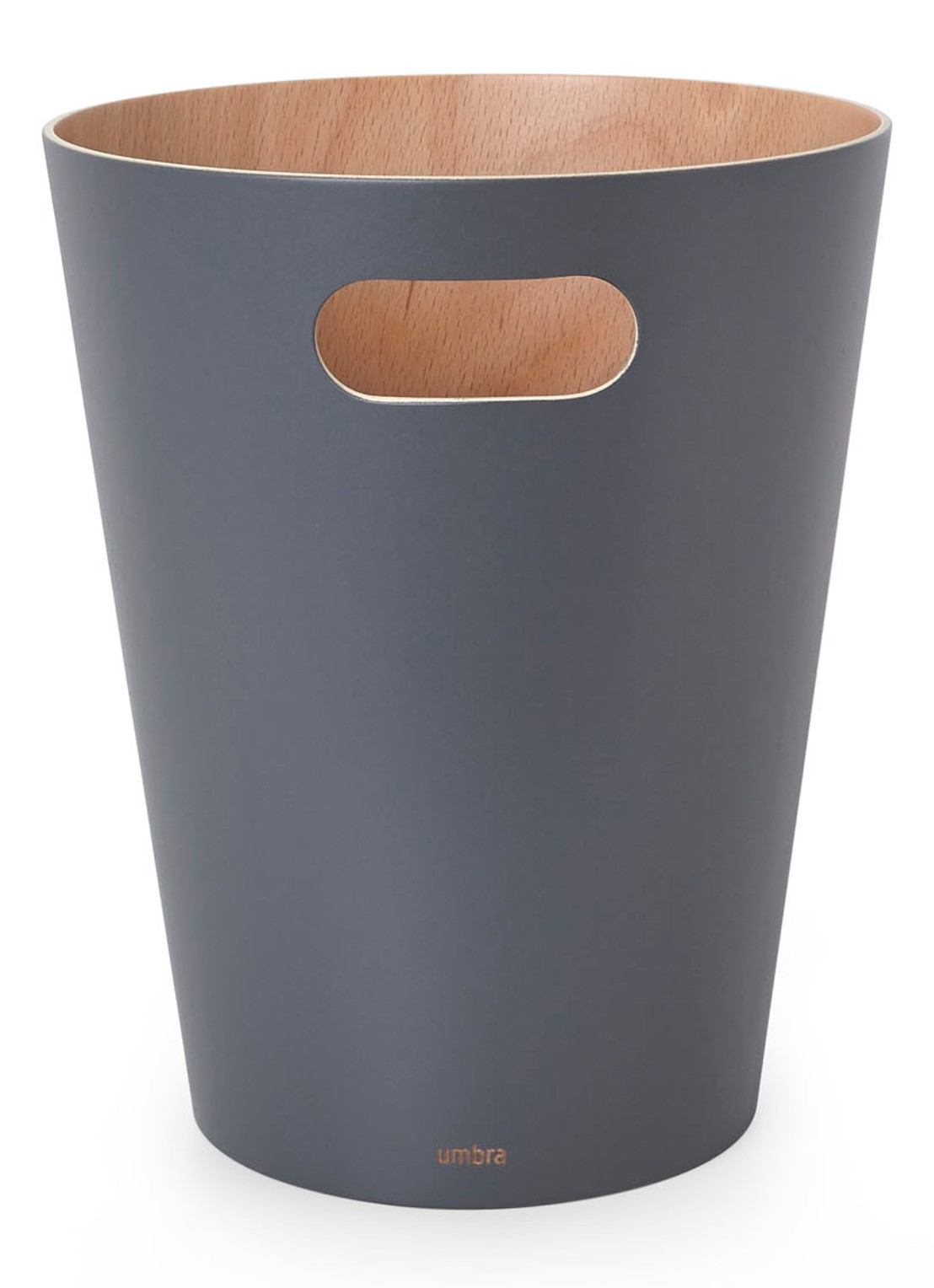 Umbra Woodrow prullenbak 7,5 liter - voorkant donkergrijs