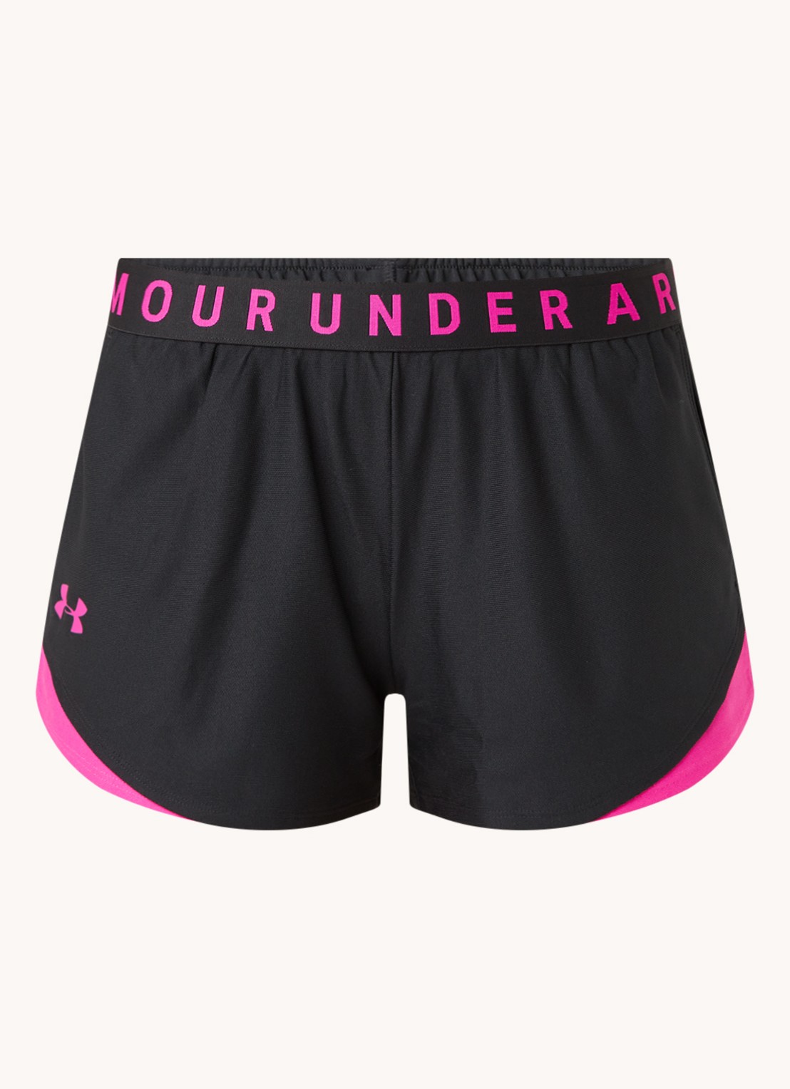 Under Armour Mid waist slim fit trainingsshorts met steekzakken en HeatGear - voorkant zwart