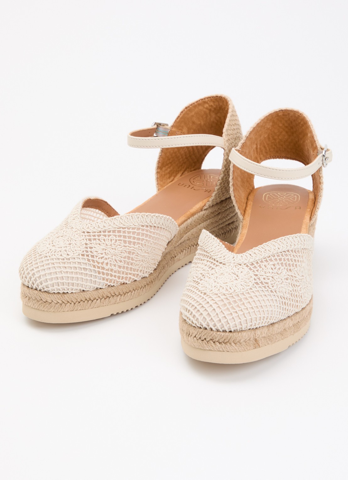 Unisa Ceuta espadrille met leren details - detail 4 creme