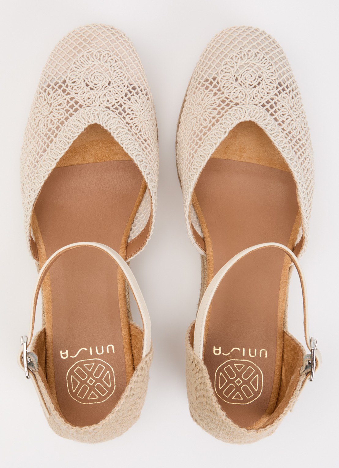 Unisa Ceuta espadrille met leren details - detail 5 creme