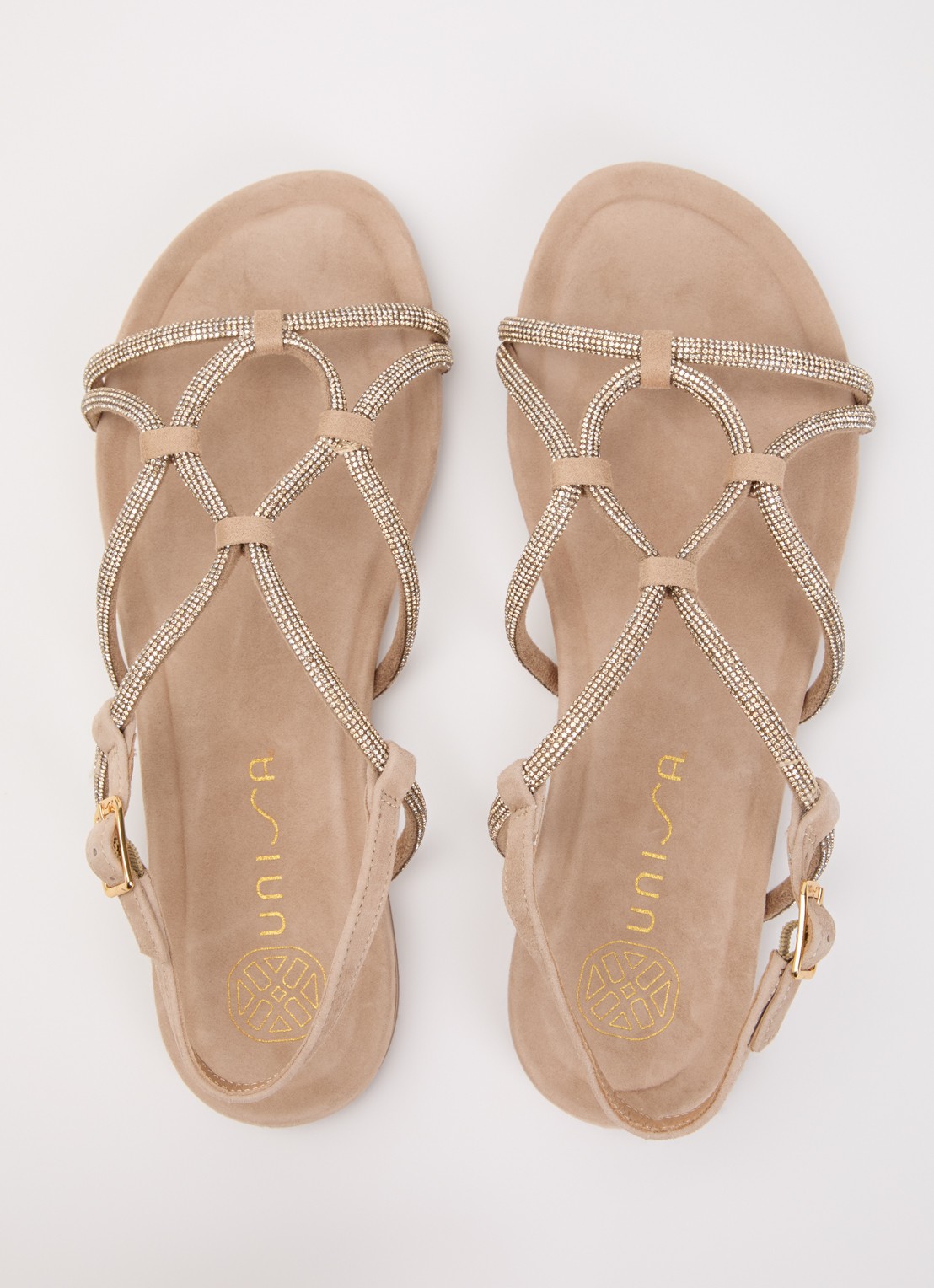 Unisa Cooper sandaal van suède met strass - detail 5 beige