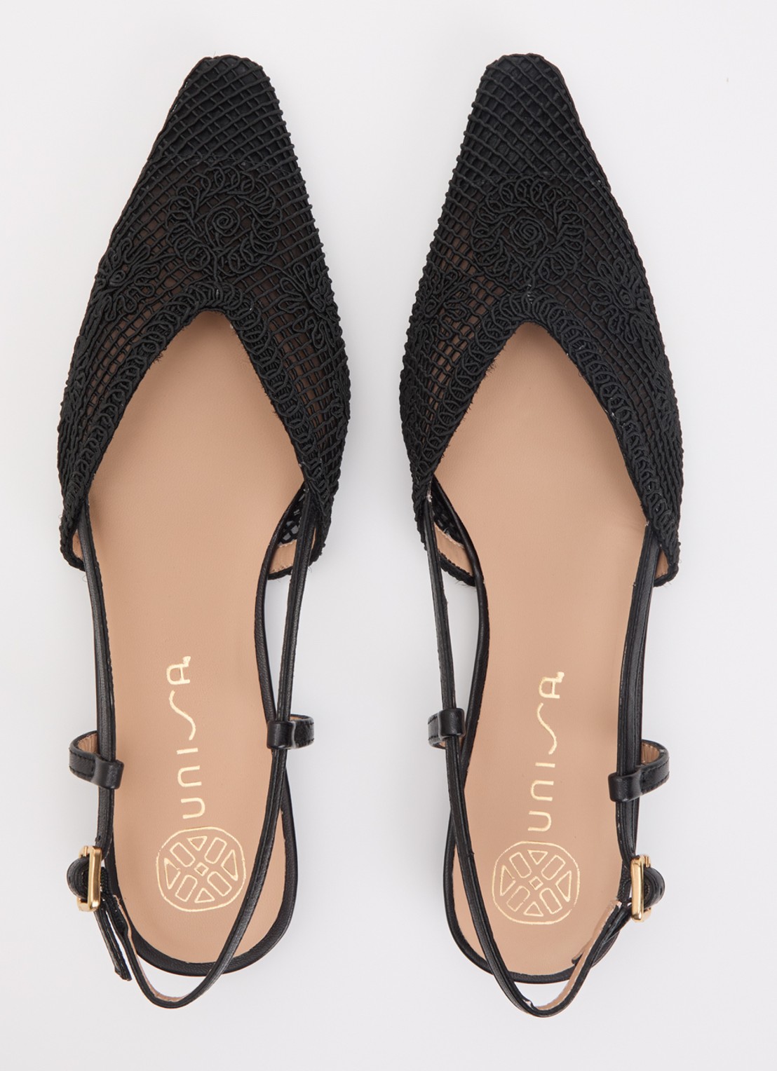 Unisa Cotis slingback met details van leer - detail 2 zwart