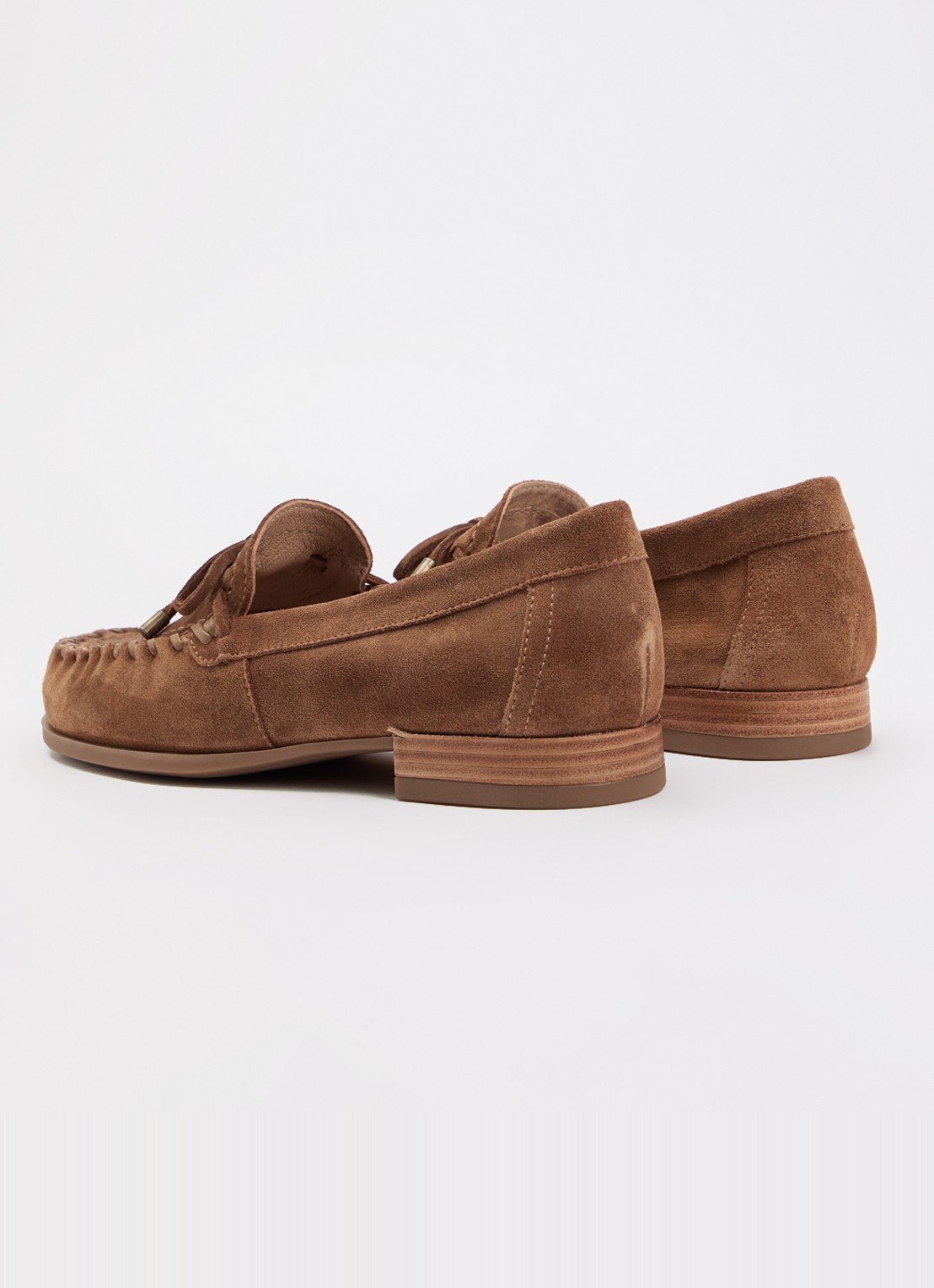 Unisa Dalma loafer van suède met strikdetail - achterkant 4 cognac