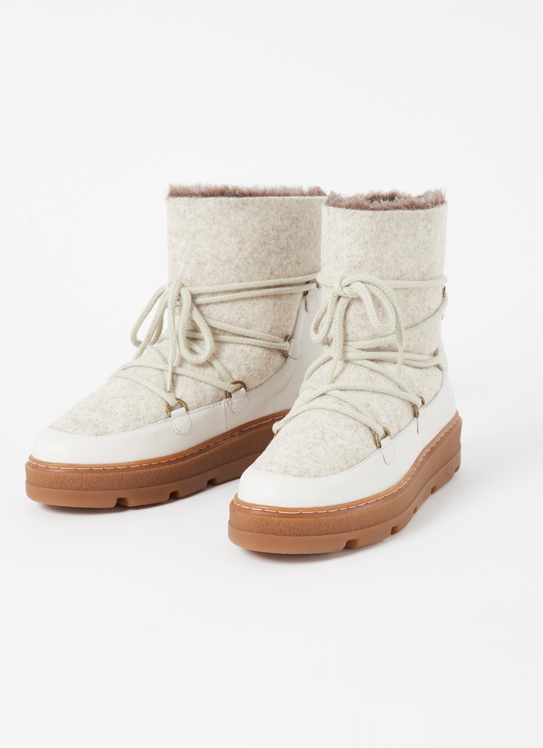 Unisa Frosty snowboot met geitenleren details - detail gebroken wit
