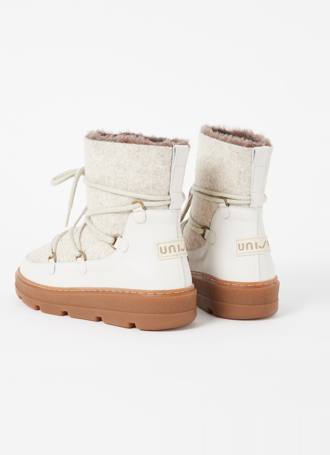 Unisa Frosty snowboot met geitenleren details - detail 2 gebroken wit