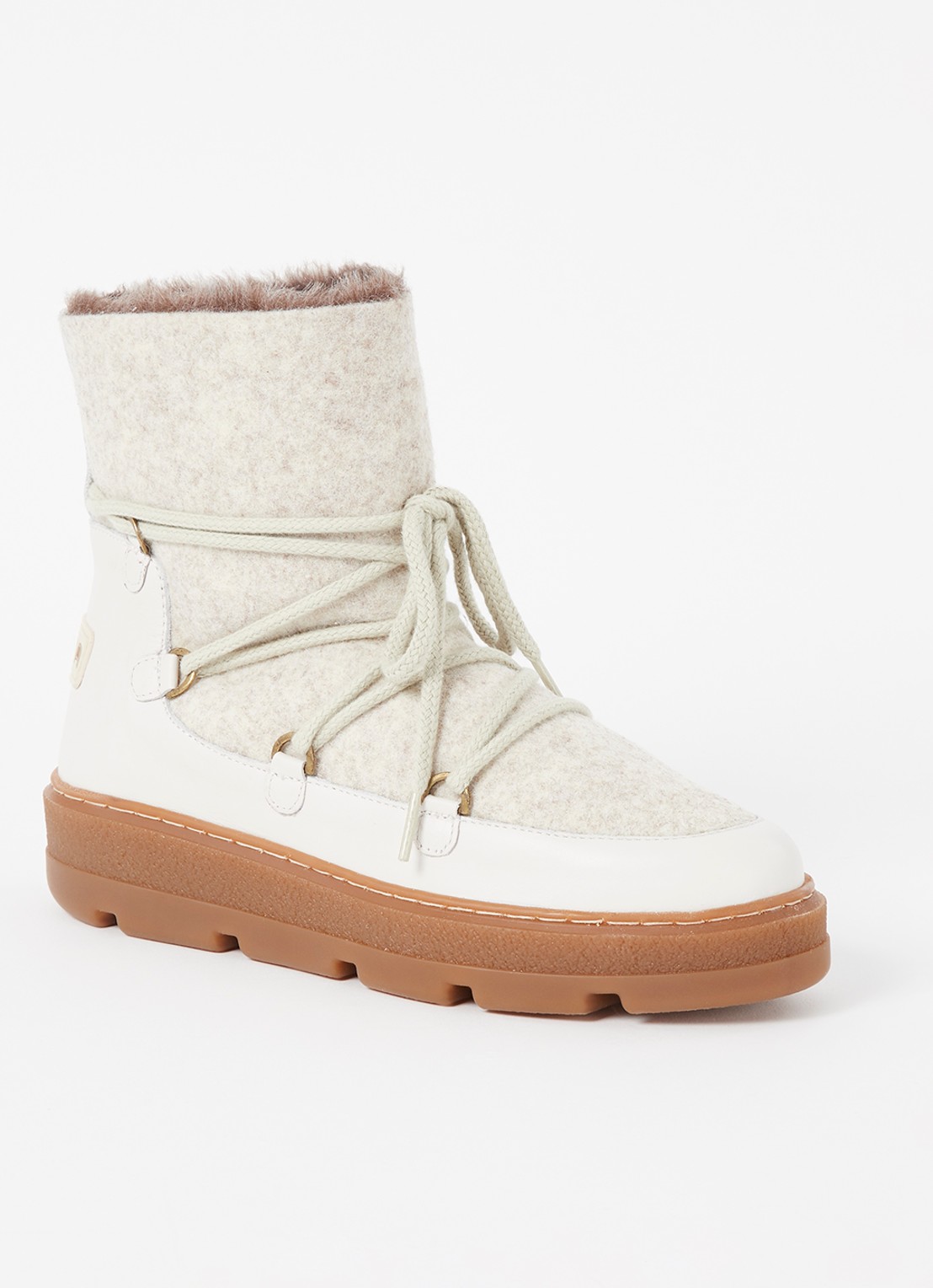 Unisa Frosty snowboot met geitenleren details - voorkant 4 gebroken wit