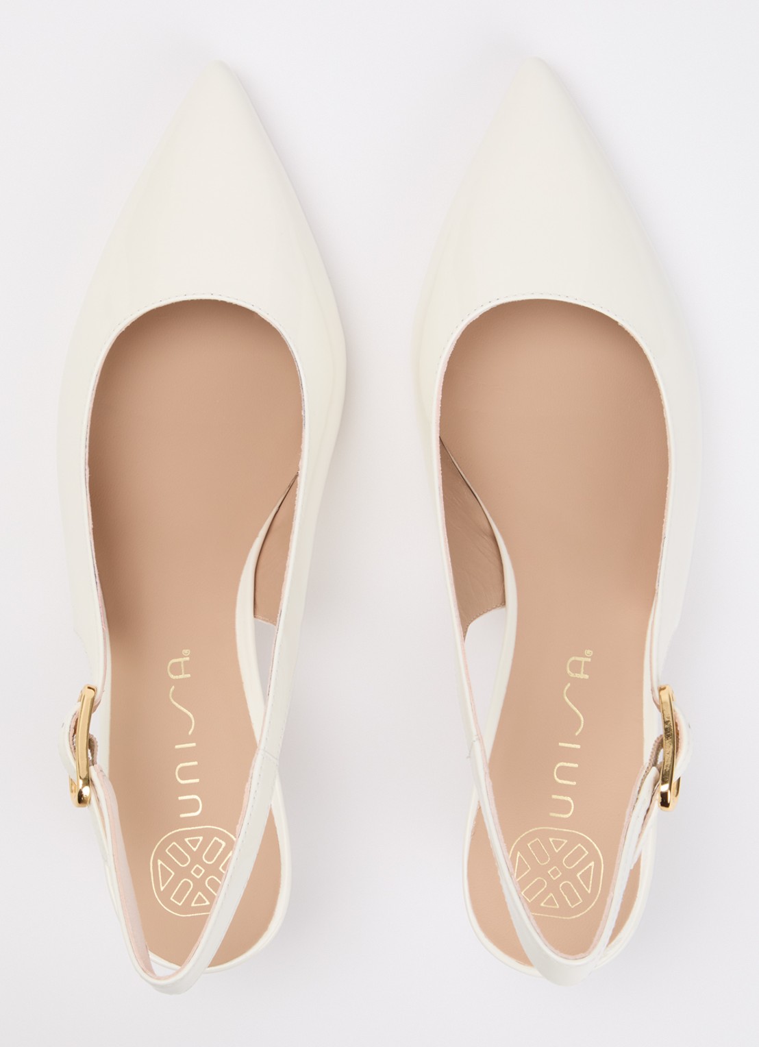 Unisa Ibon slingback van lakleer - detail 3 ivoor