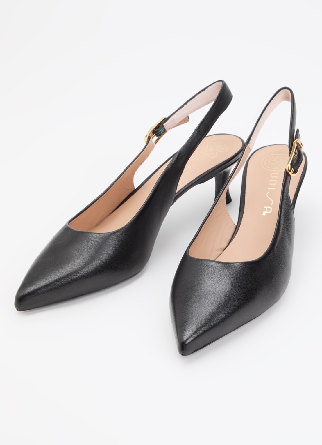 Unisa Ibon slingback van leer - detail zwart