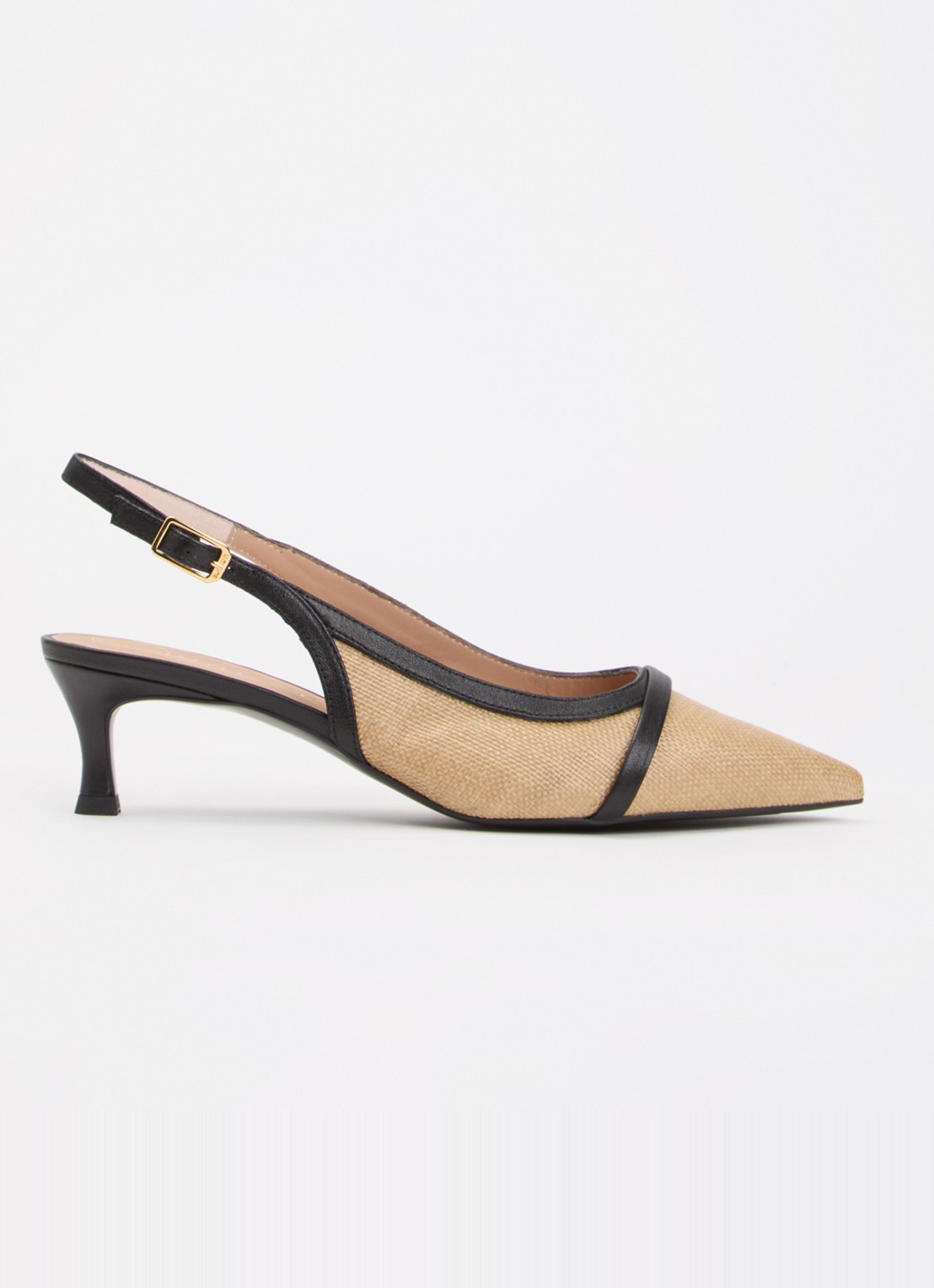 Unisa Ileso slingback met details van leer - voorkant beige