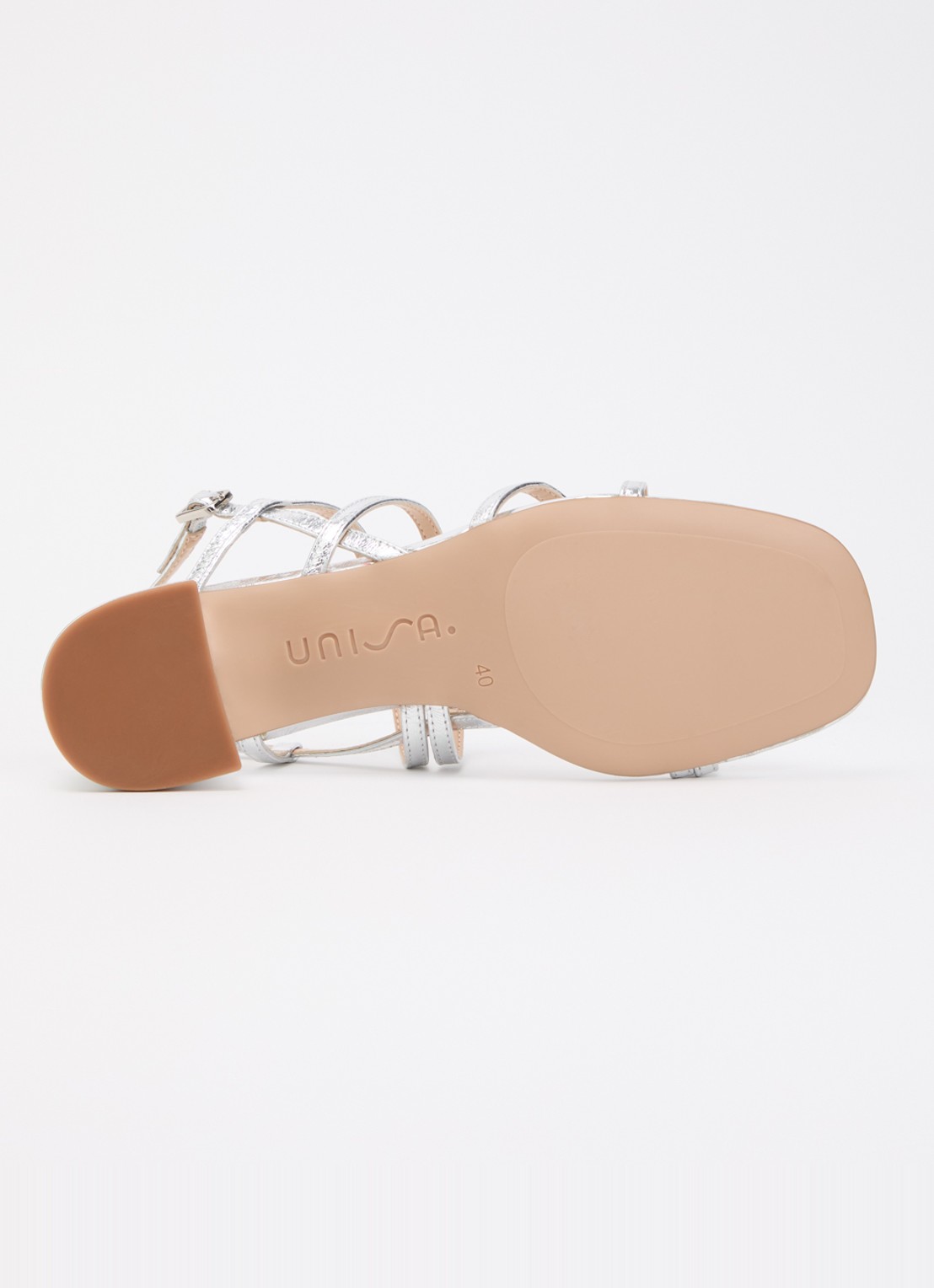 Unisa Kalma sandalette van leer met metallic finish - detail 4 zilver