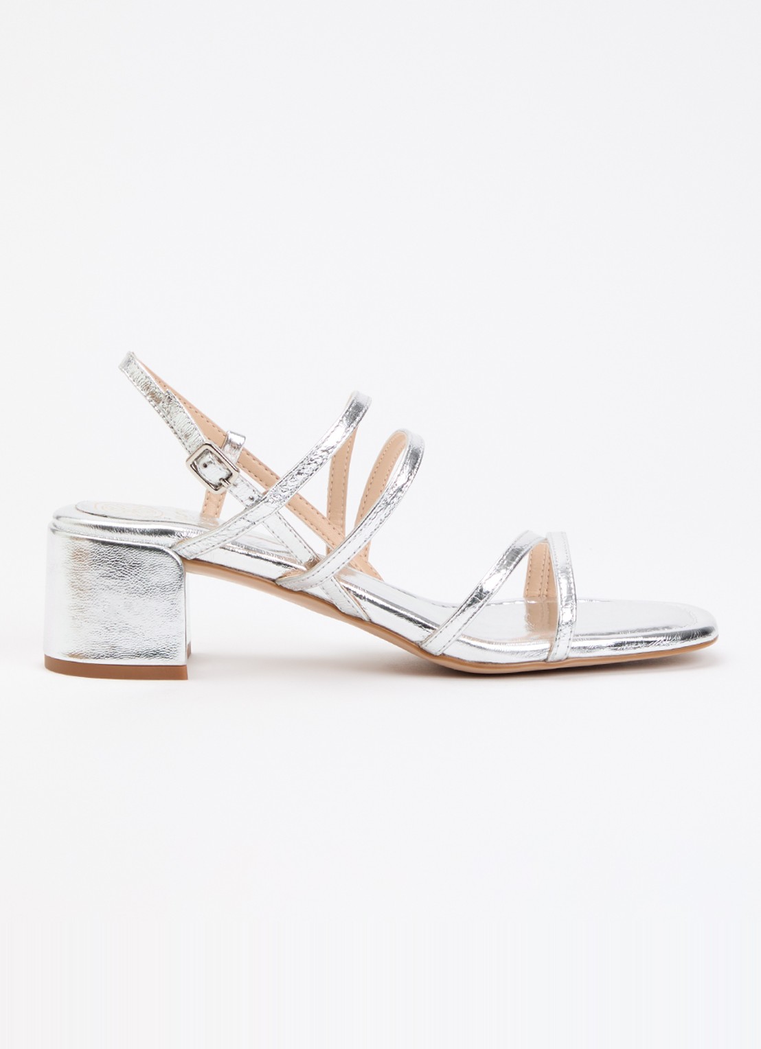 Unisa Kalma sandalette van leer met metallic finish - voorkant 5 zilver