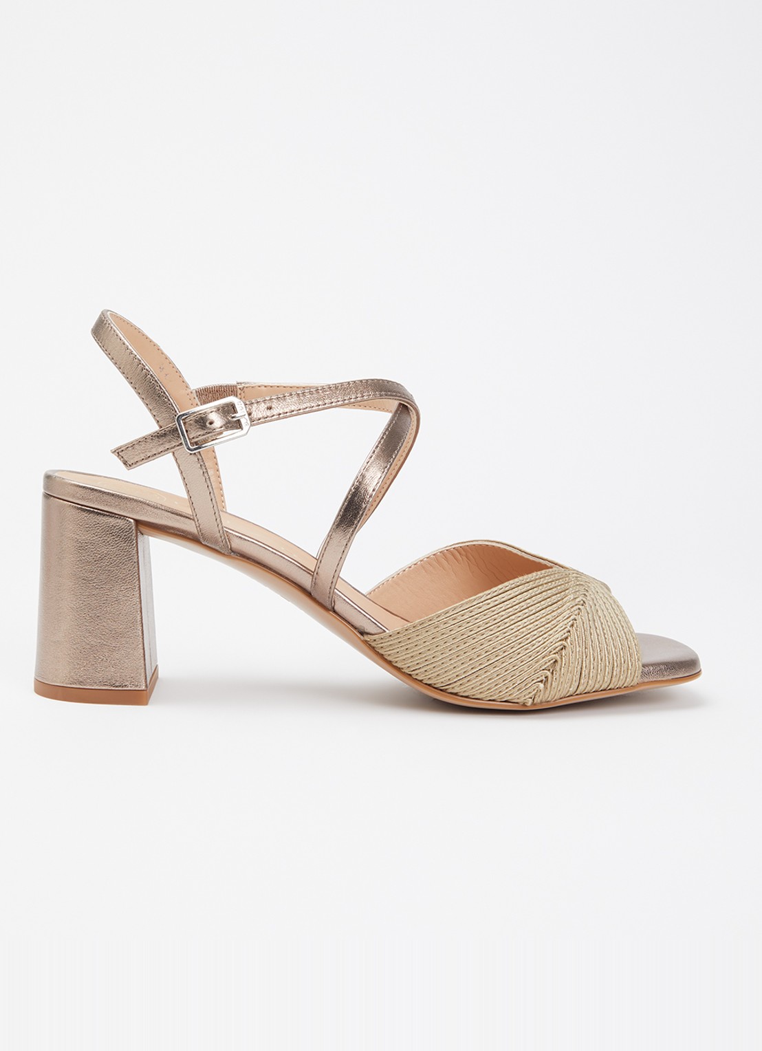 Unisa Maxin sandalette met metallic finish - voorkant goud