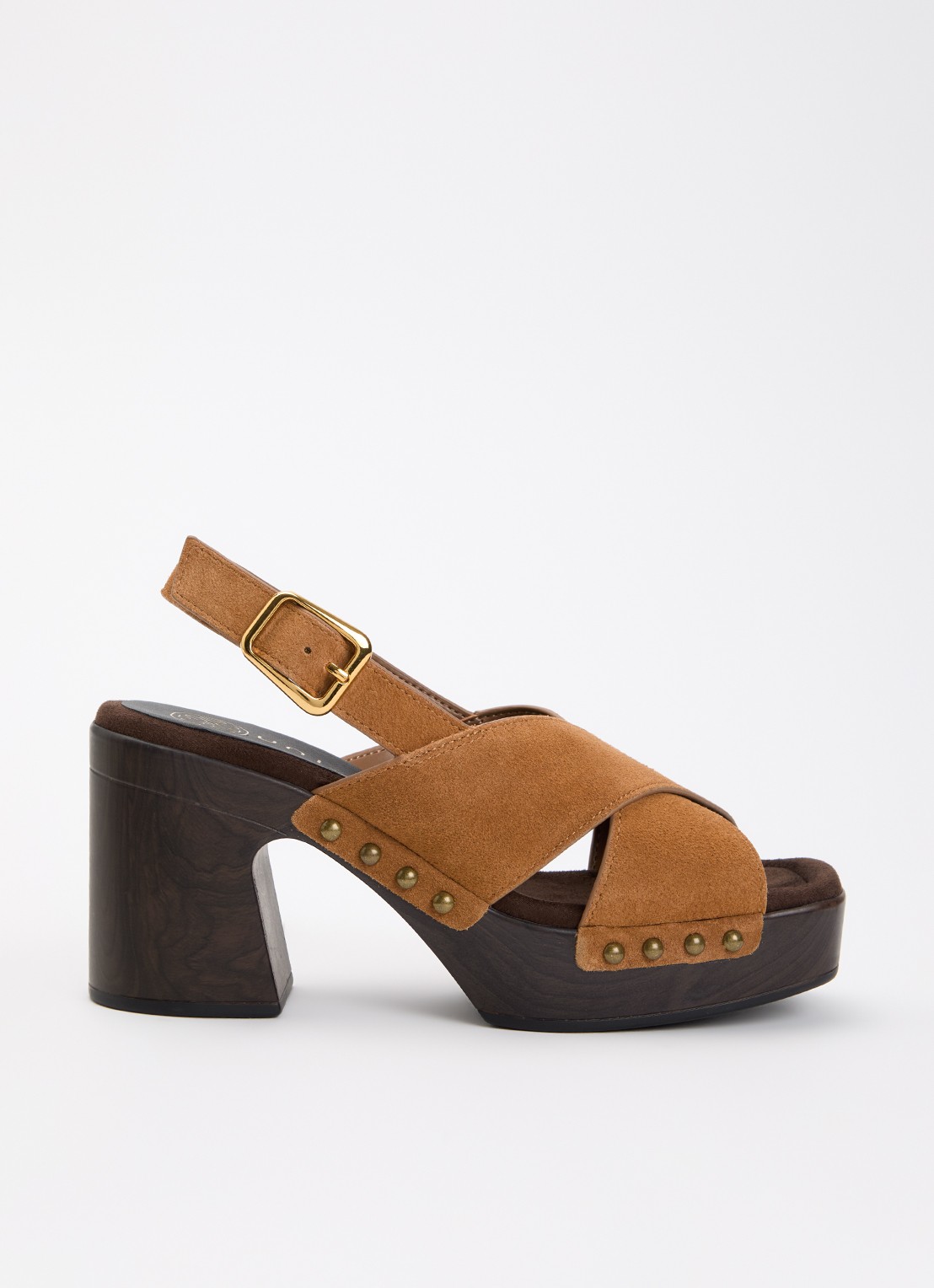 Unisa Obra sandalette van suède - voorkant camel