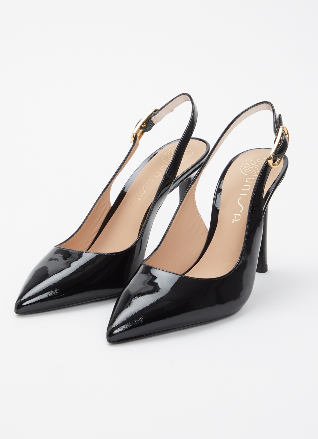 Unisa Terza slingback van leer met lakfinish - detail 3 zwart